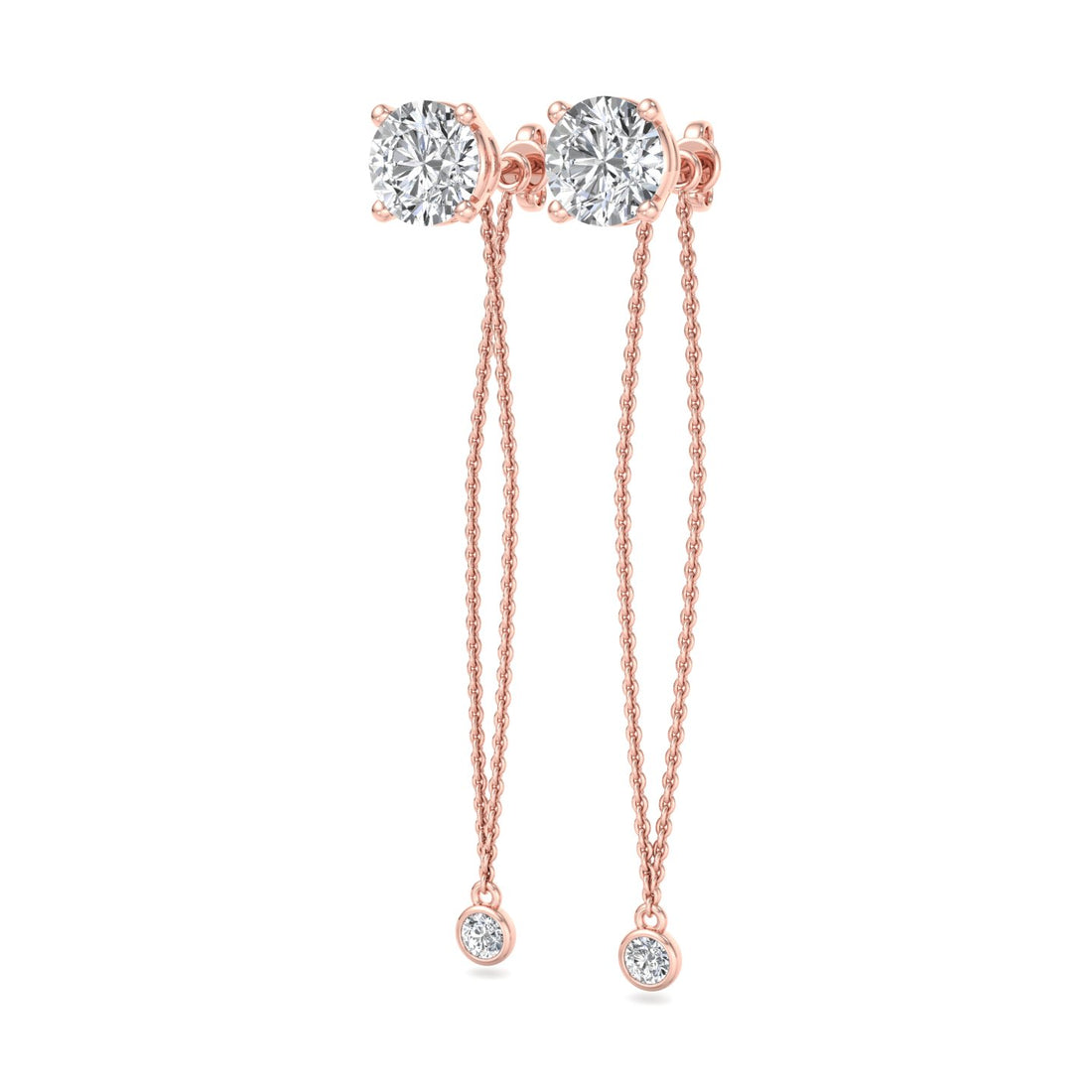 Chain Drop Earrings with Diamonds - Krishnashray