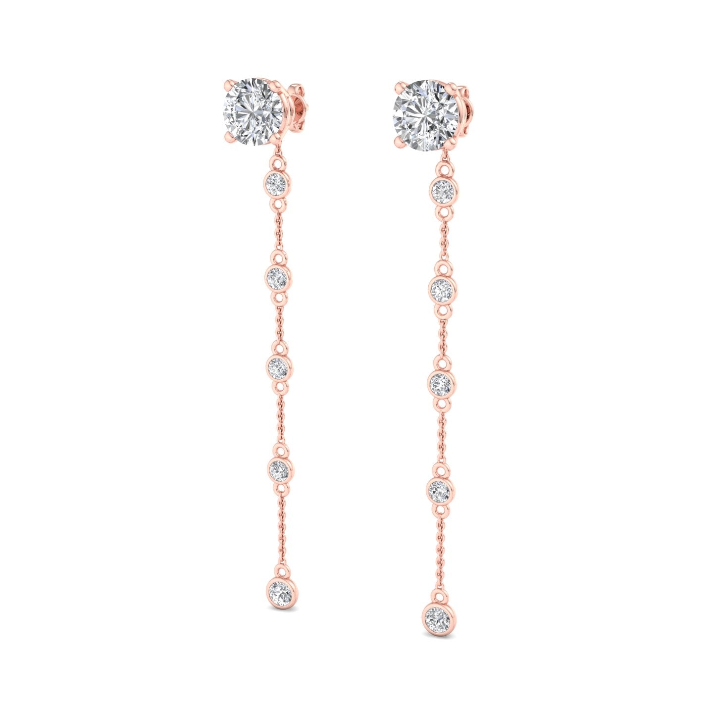 Chain Drop Earrings with Diamonds - Krishnashray