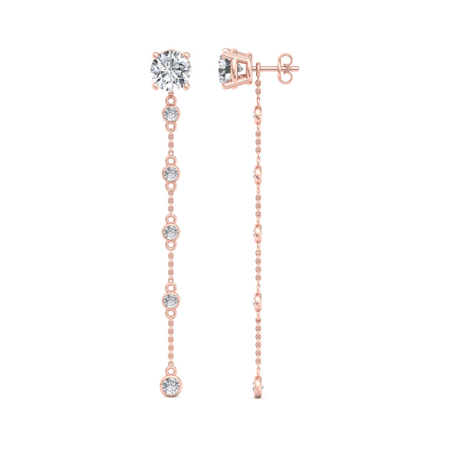 Chain Drop Earrings with Diamonds - Krishnashray