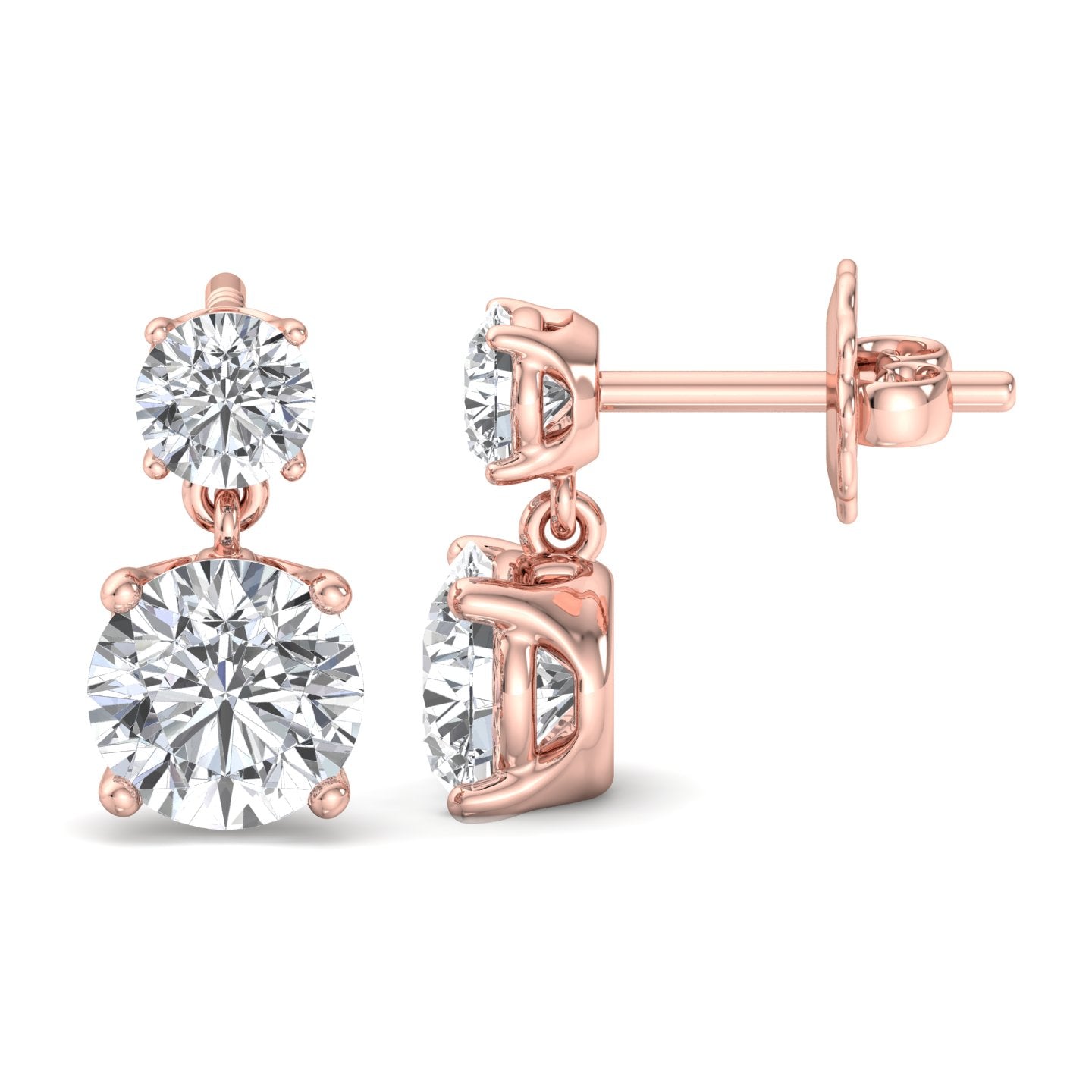 Double Diamond Drop Earrings - Krishnashray