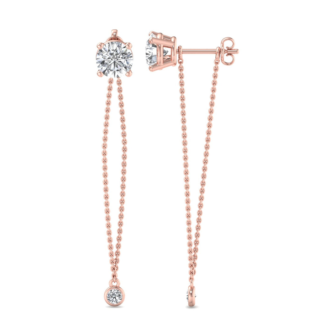 Chain Drop Earrings with Diamonds - Krishnashray