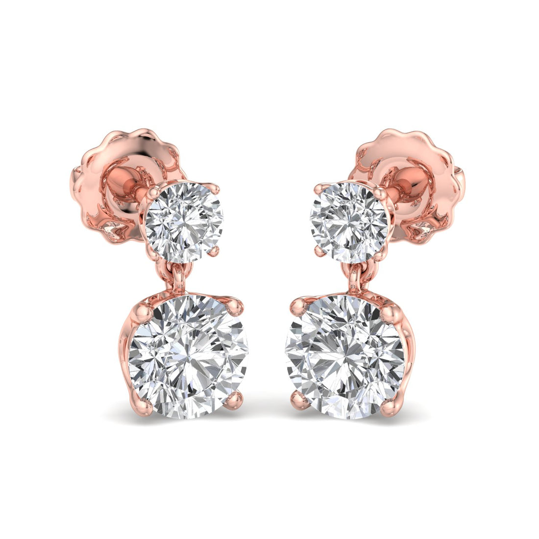 Double Diamond Drop Earrings - Krishnashray