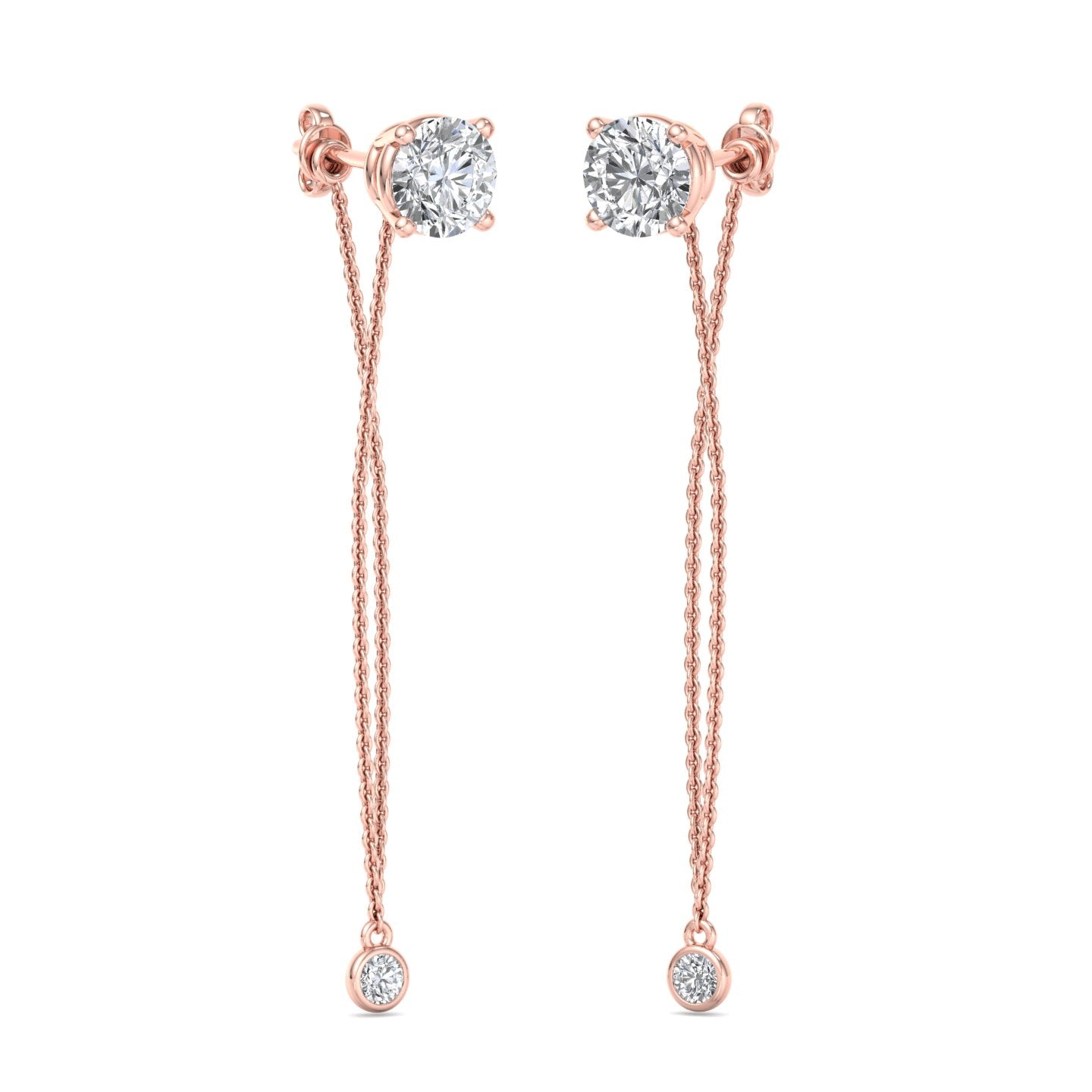 Chain Drop Earrings with Diamonds - Krishnashray