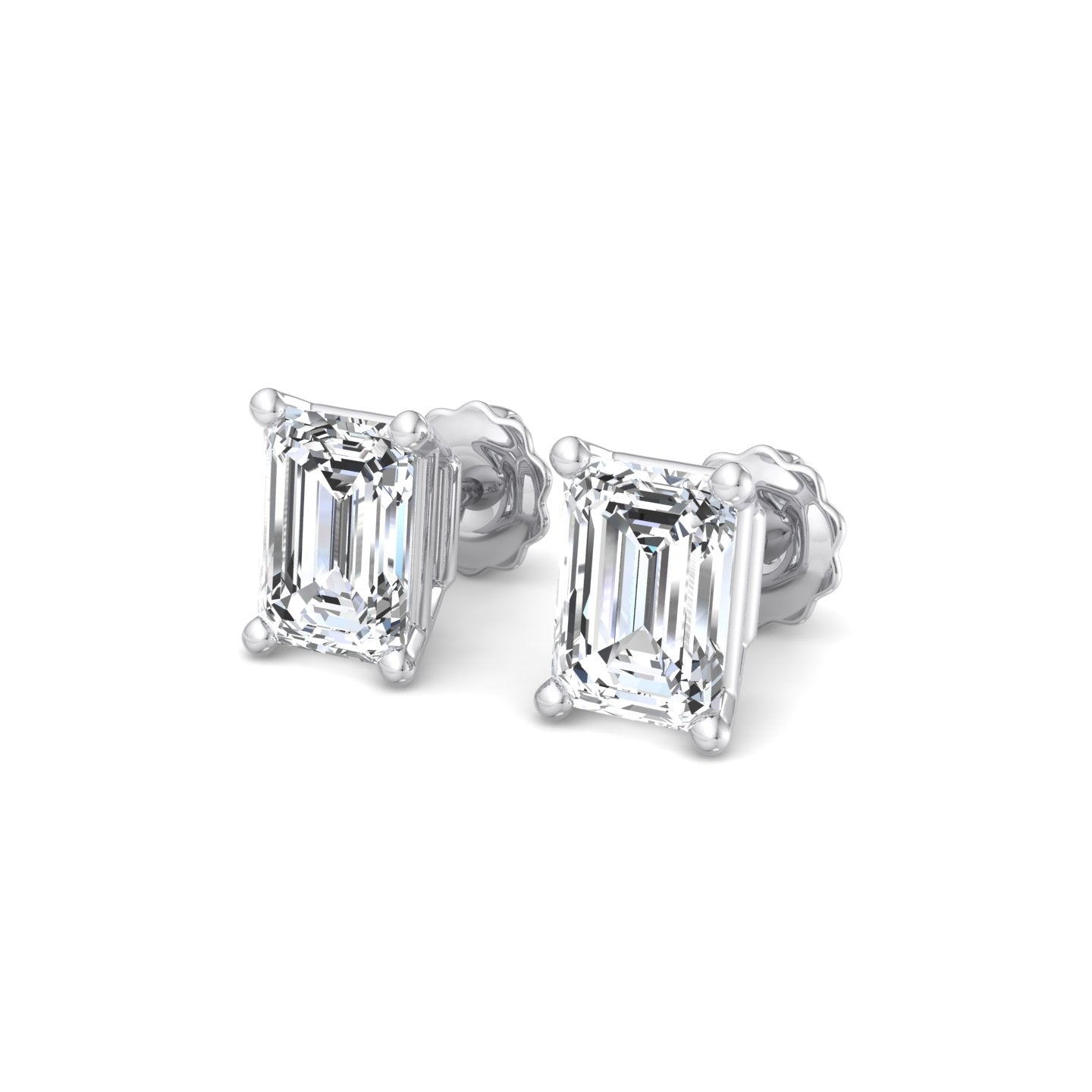 Emerald Cut Diamond Stud Earrings - Krishnashray