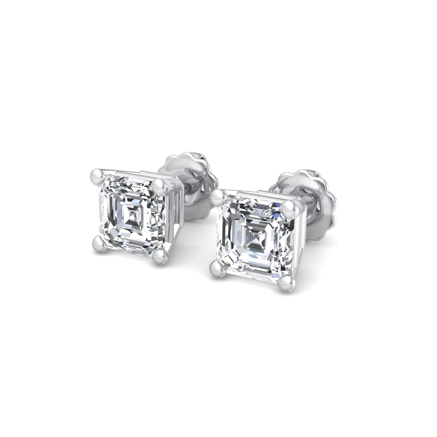 Emerald Cut Diamond Stud Earrings - Krishnashray