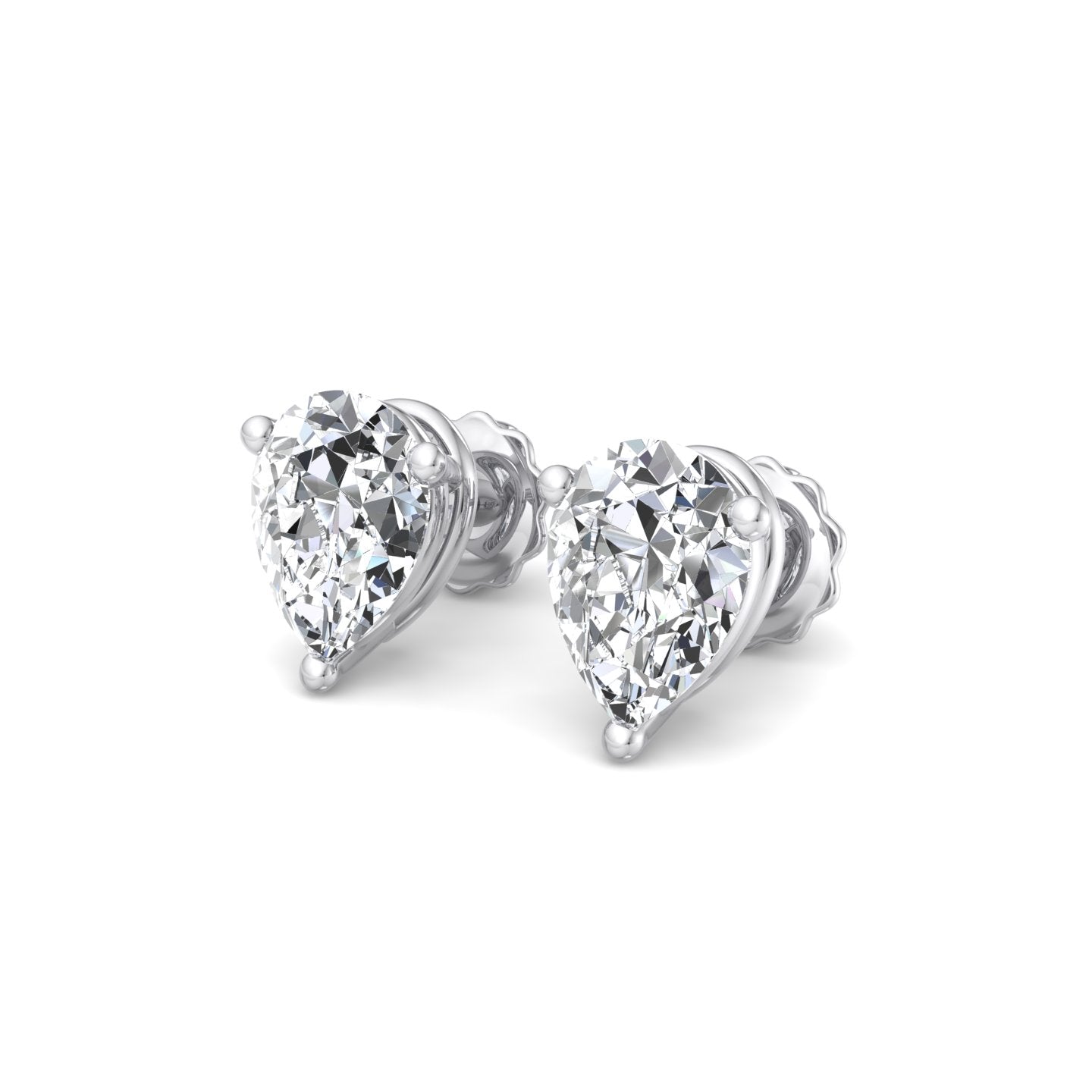 Heart-Shaped Diamond Stud Earrings - Krishnashray