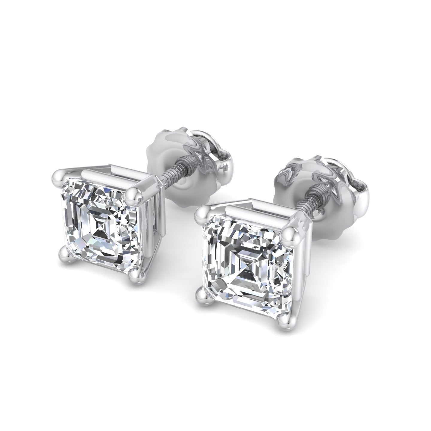 Asscher Cut Stud Earrings - Krishnashray