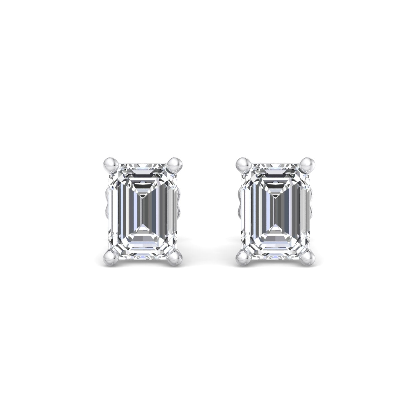 Emerald Cut Diamond Stud Earrings - Krishnashray