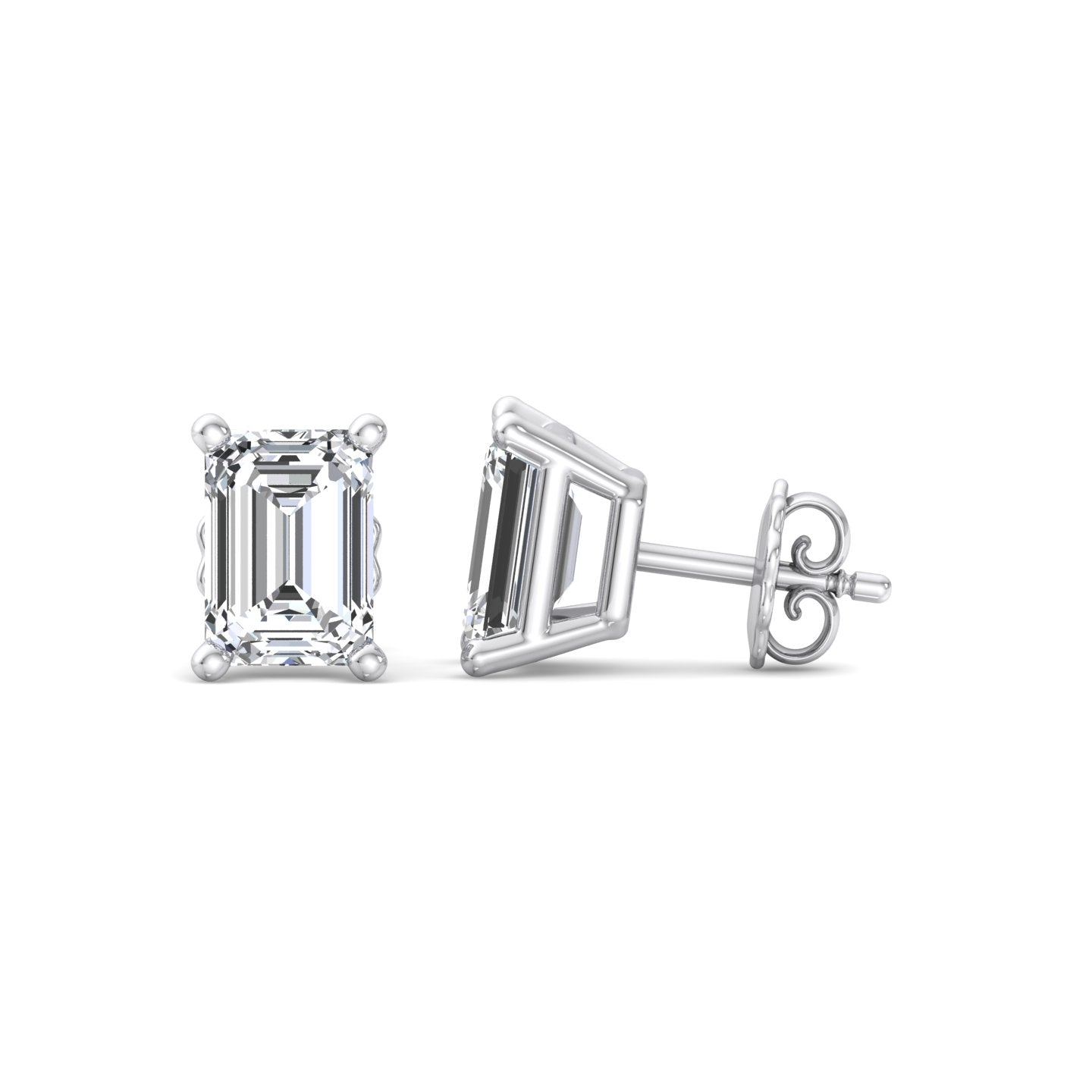 Emerald Cut Diamond Stud Earrings - Krishnashray
