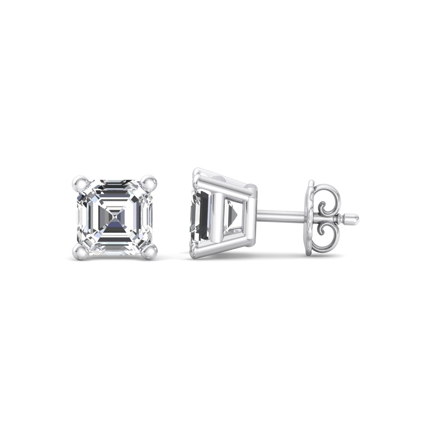 Emerald Cut Diamond Stud Earrings - Krishnashray