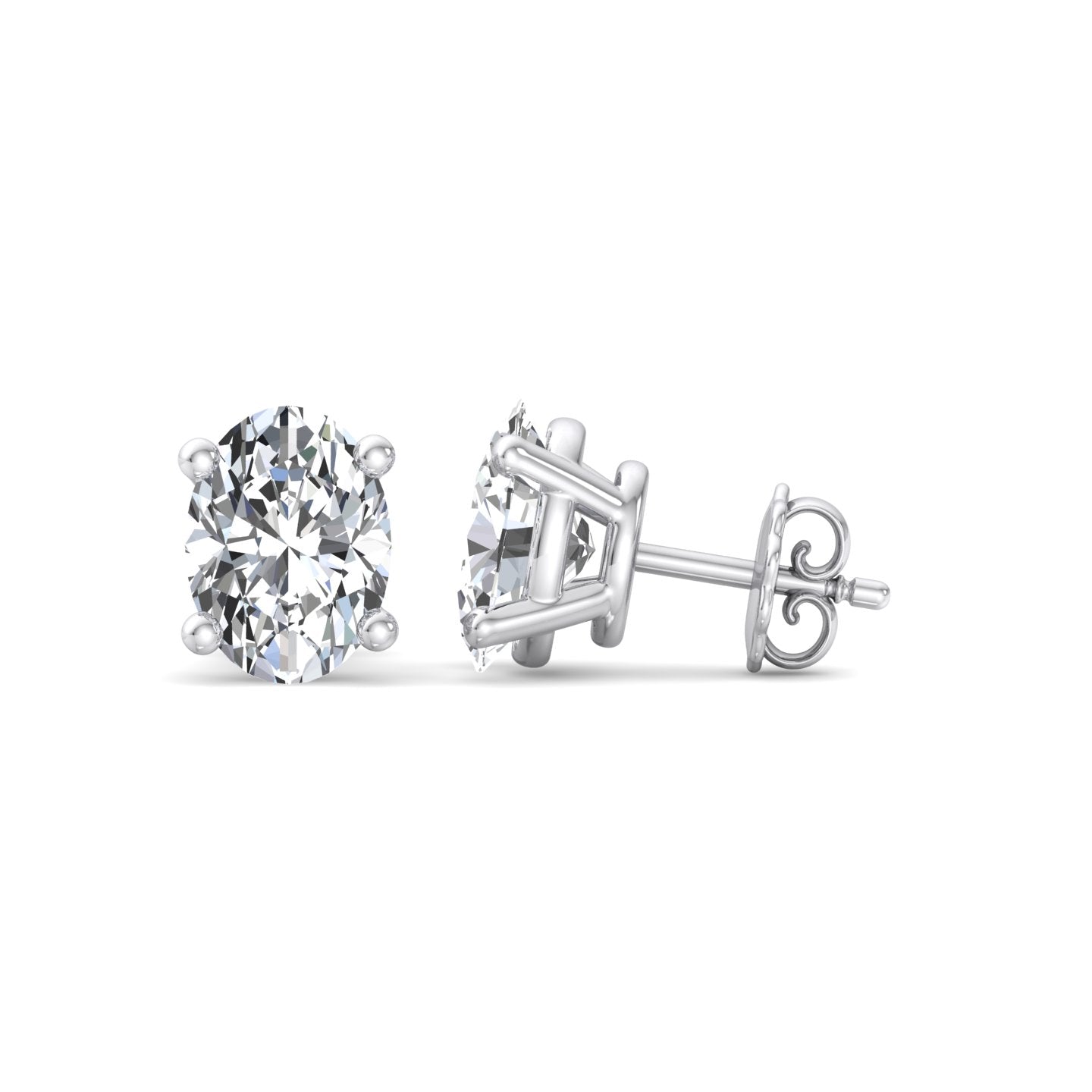 Oval Diamond Stud Earrings - Krishnashray