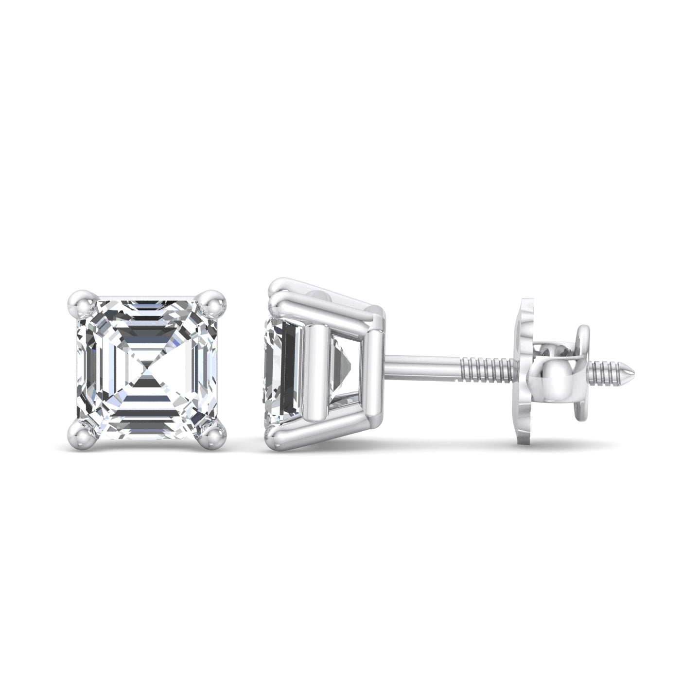 Asscher Cut Stud Earrings - Krishnashray