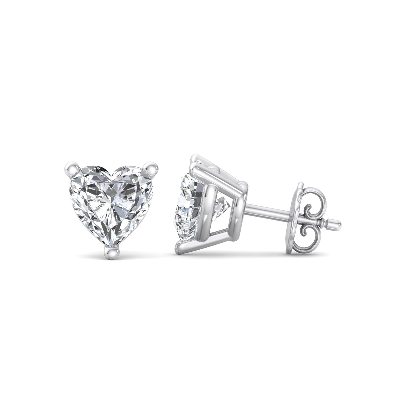 Heart-Shaped Diamond Stud Earrings - Krishnashray