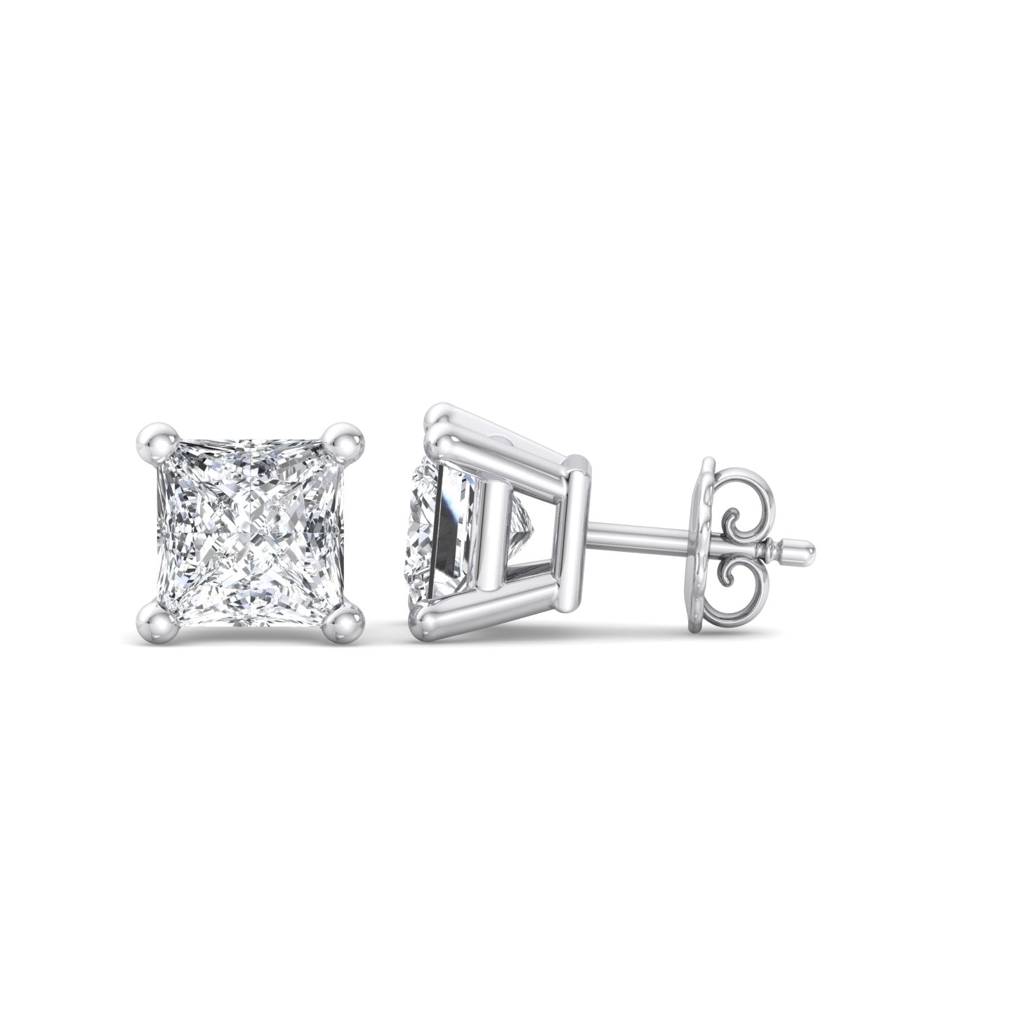 Princess Cut Diamond Stud Earrings - Krishnashray