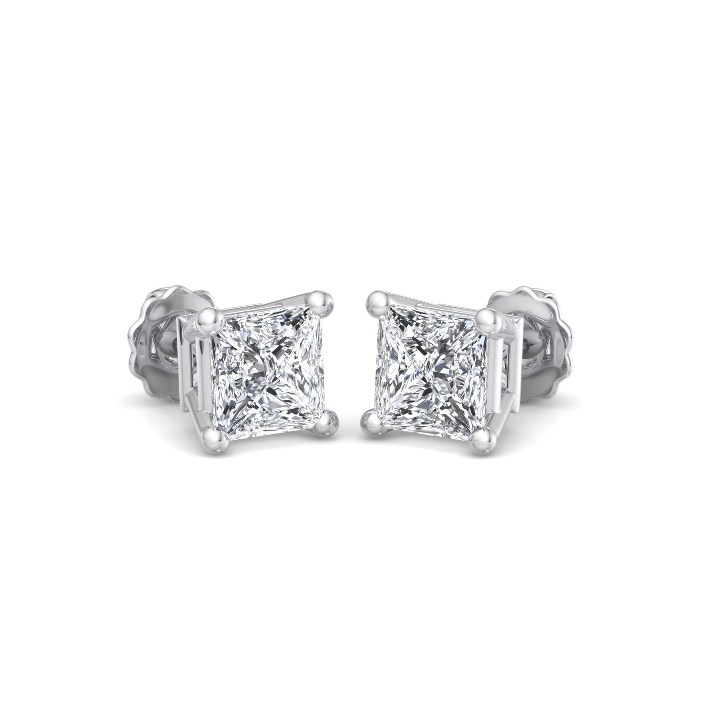 Princess Cut Diamond Stud Earrings - Krishnashray