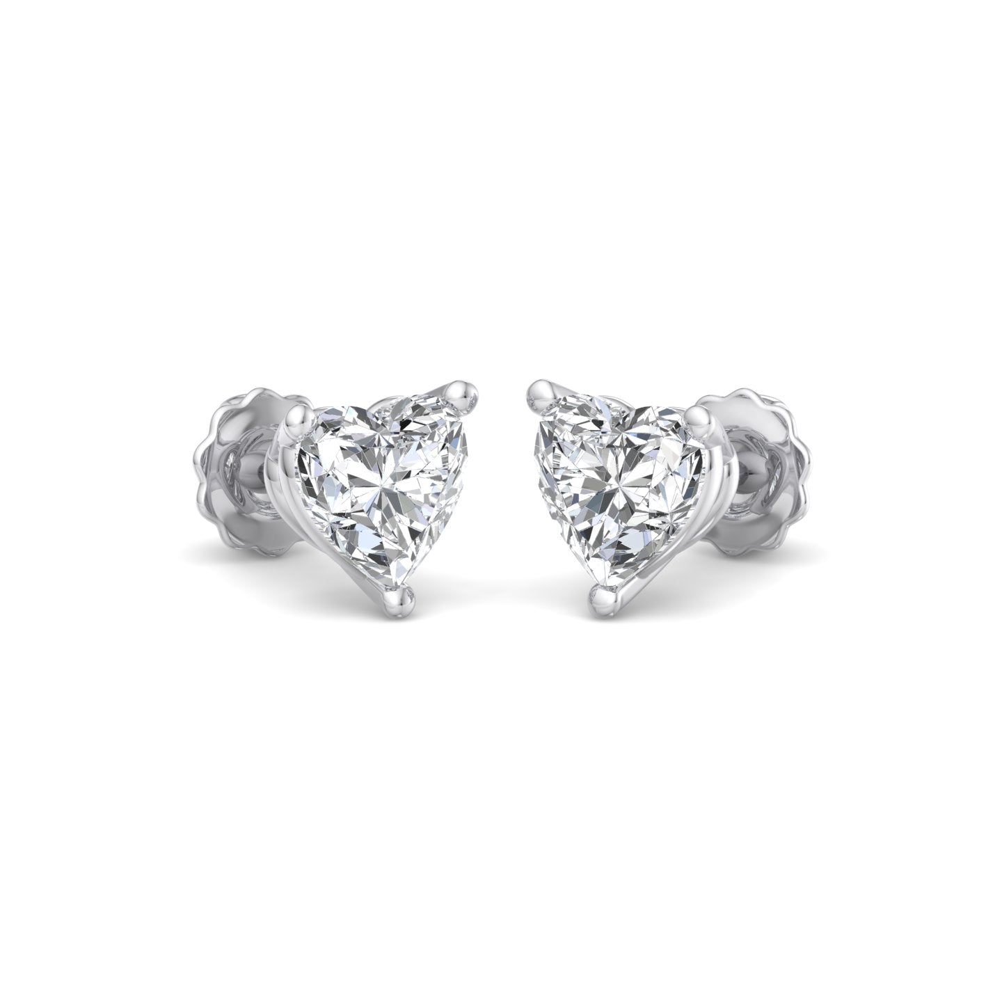 Heart-Shaped Diamond Stud Earrings - Krishnashray