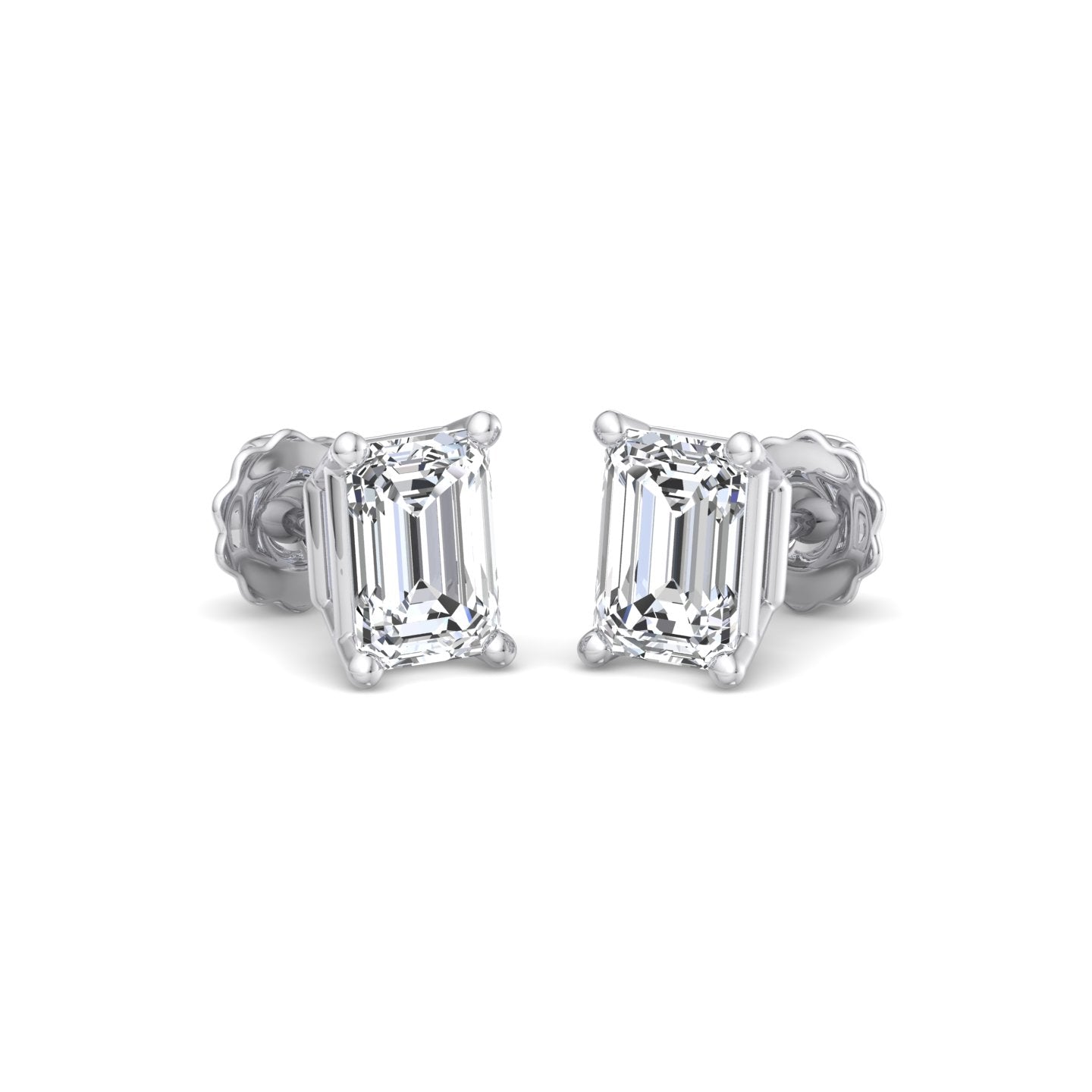 Emerald Cut Diamond Stud Earrings - Krishnashray