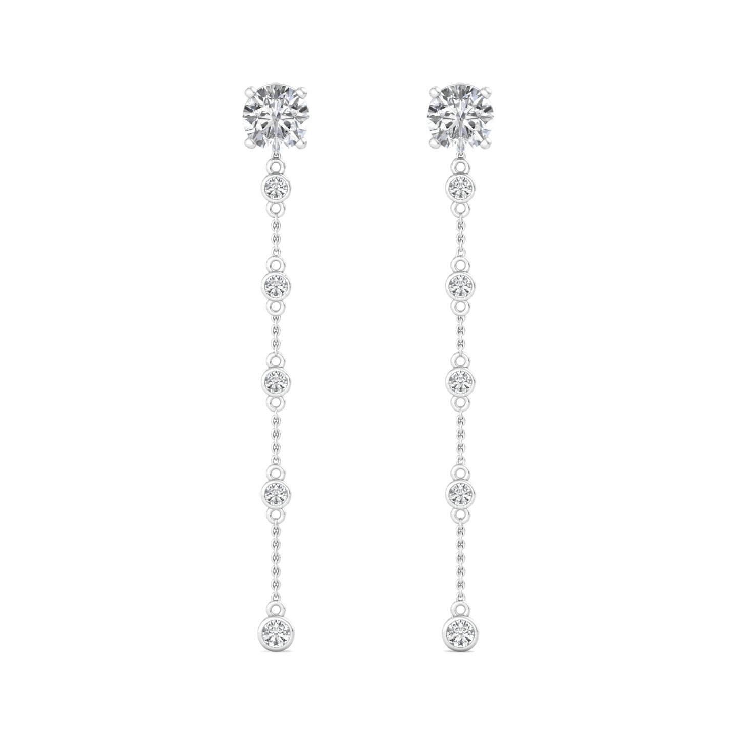 Chain Drop Earrings with Diamonds - Krishnashray