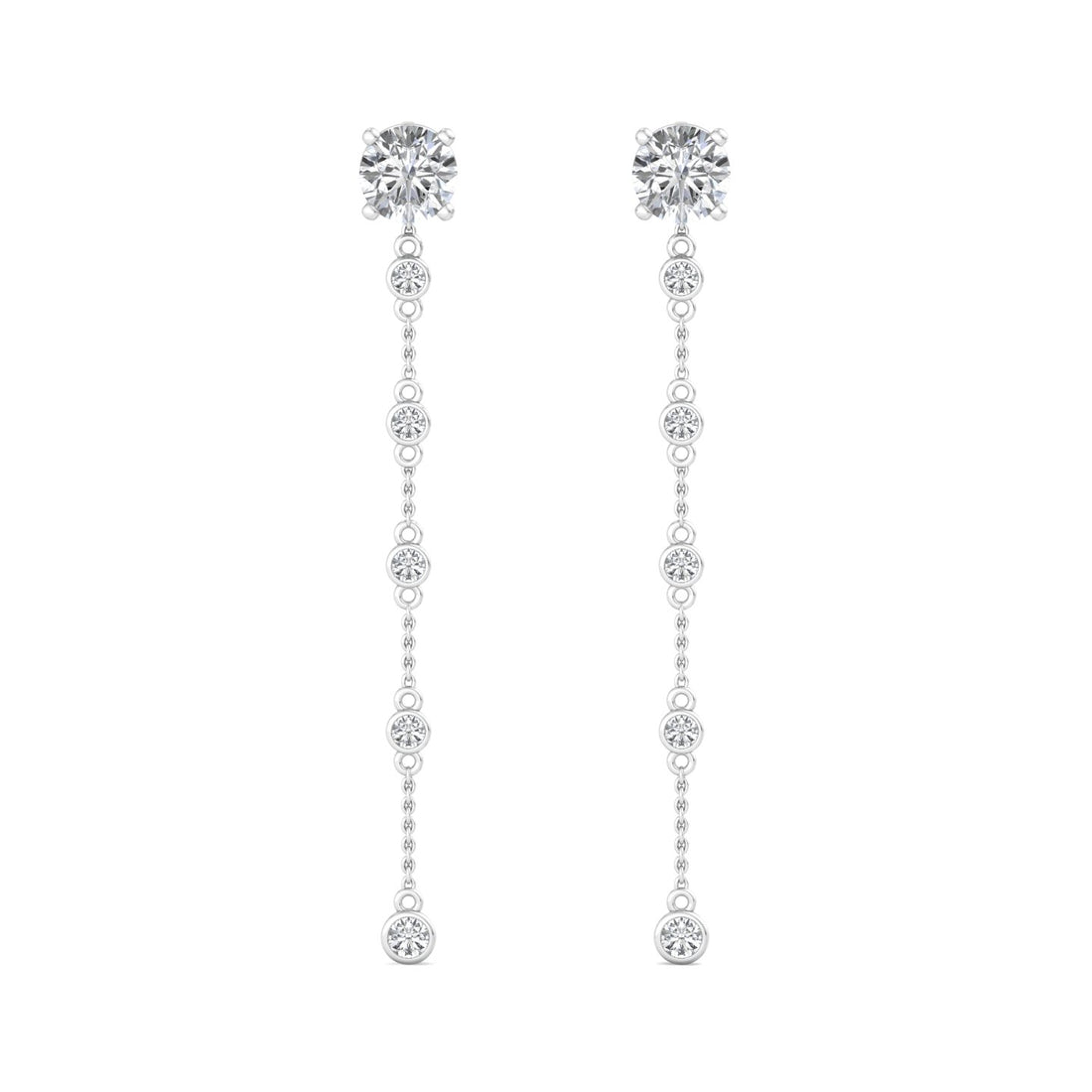 Chain Drop Earrings with Diamonds - Krishnashray