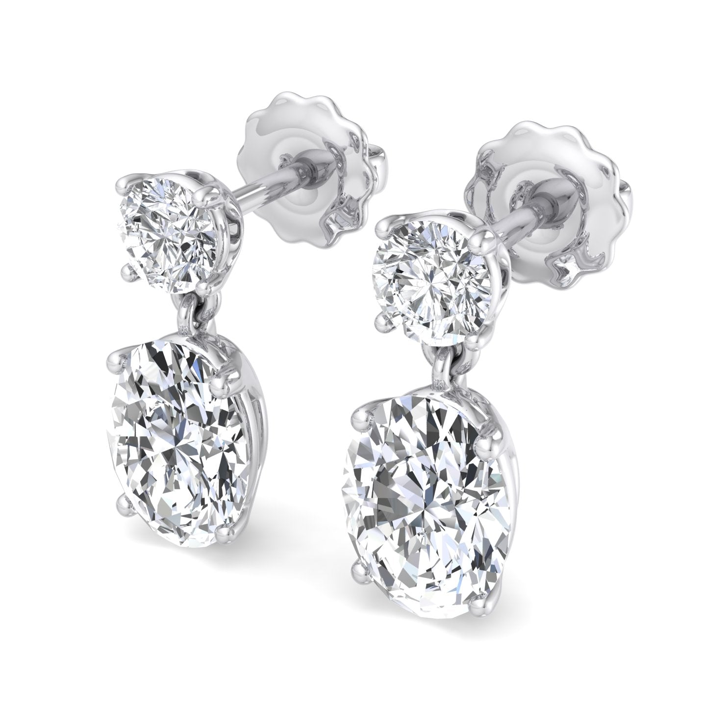 Double Diamond Drop Earrings - Krishnashray