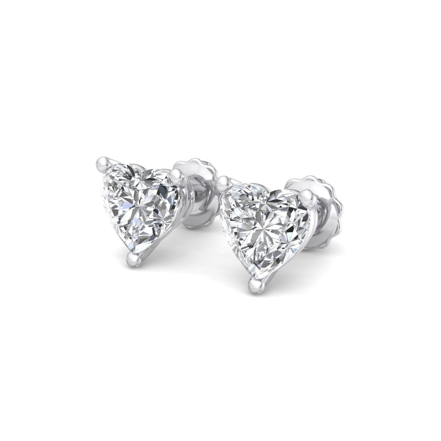 Heart-Shaped Diamond Stud Earrings - Krishnashray