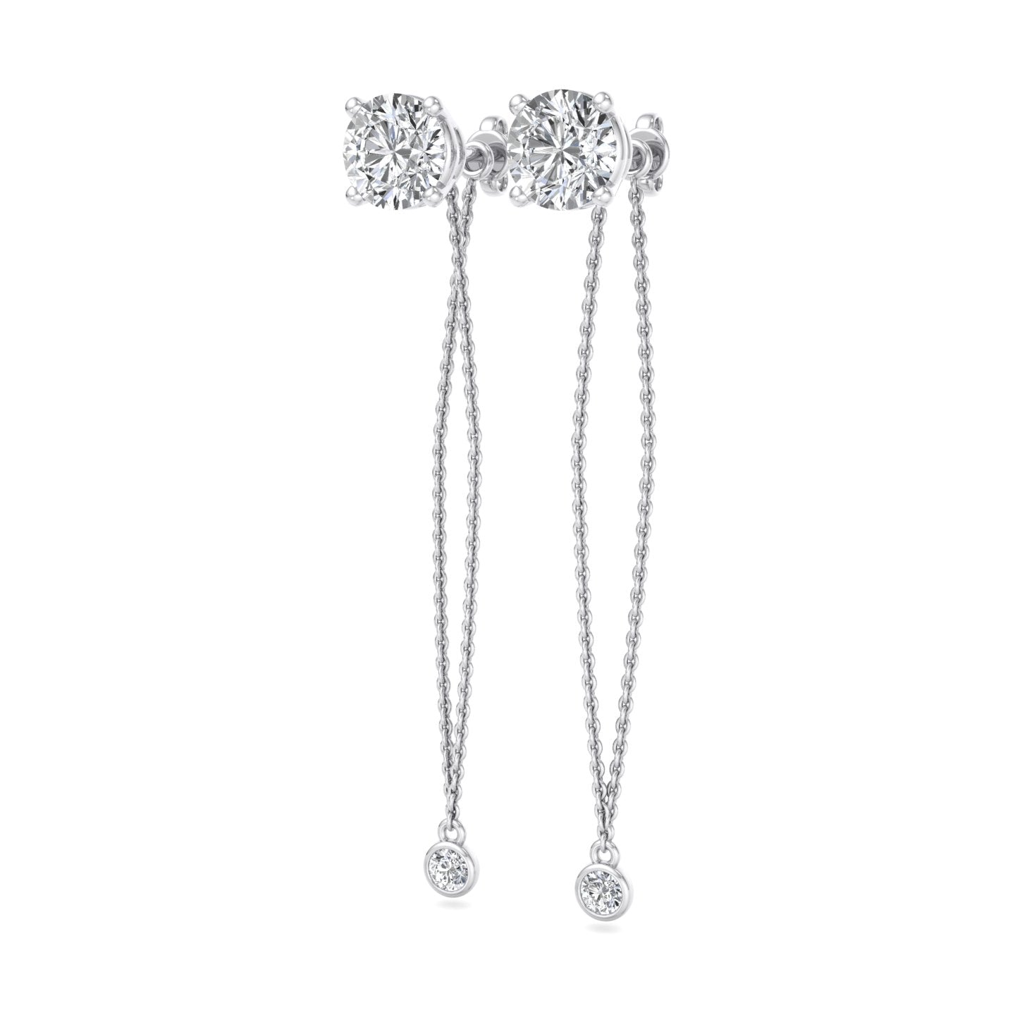 Chain Drop Earrings with Diamonds - Krishnashray