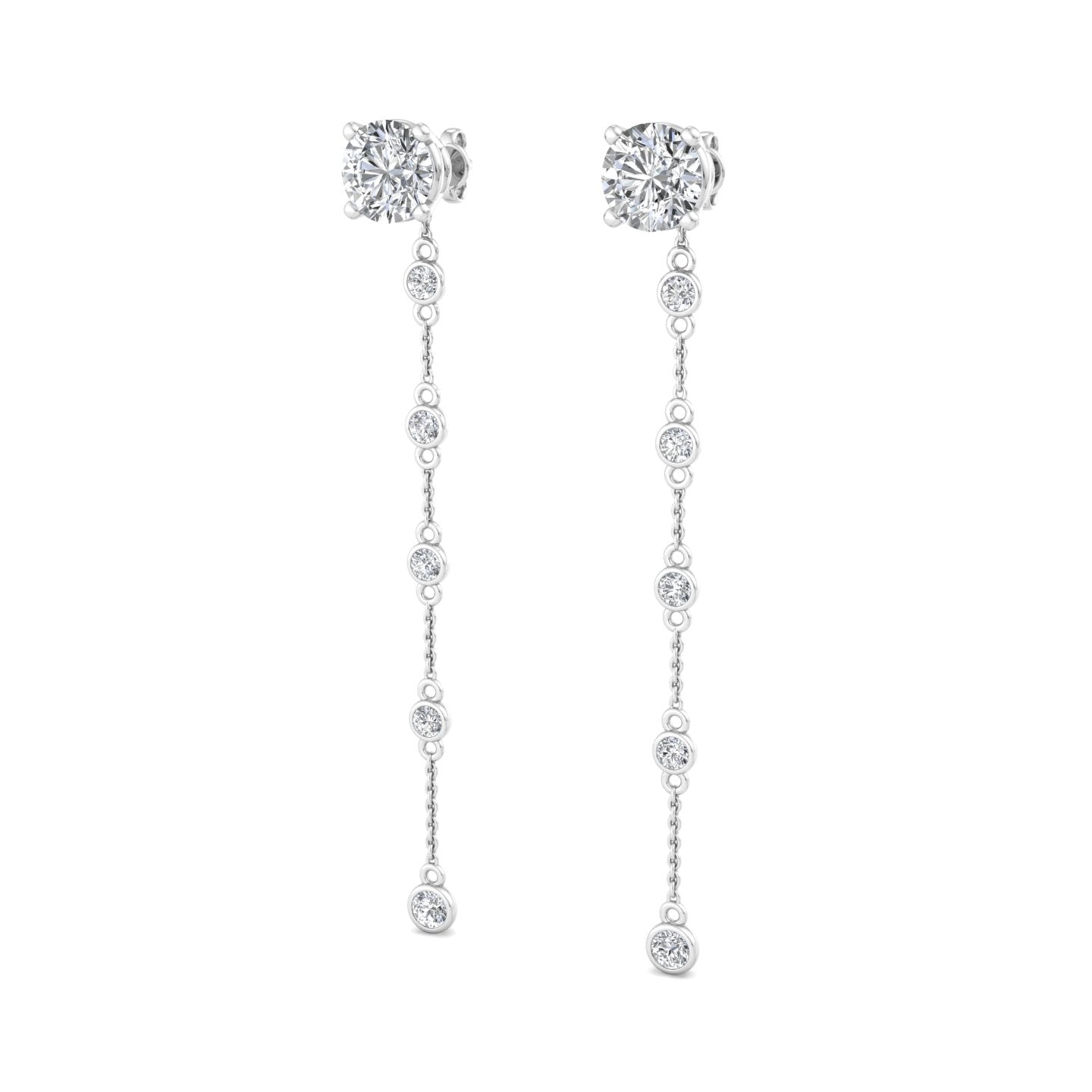 Chain Drop Earrings with Diamonds - Krishnashray