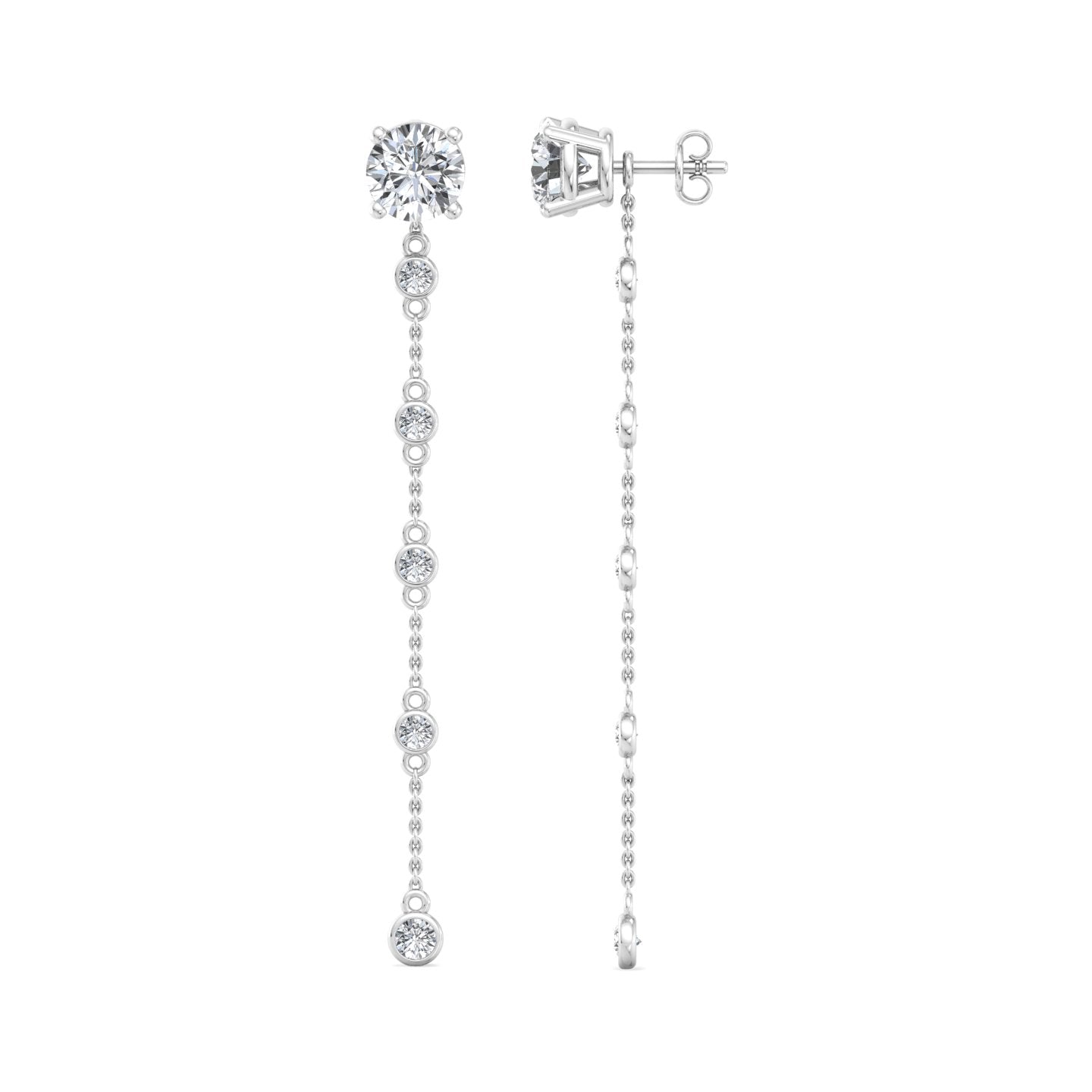 Chain Drop Earrings with Diamonds - Krishnashray