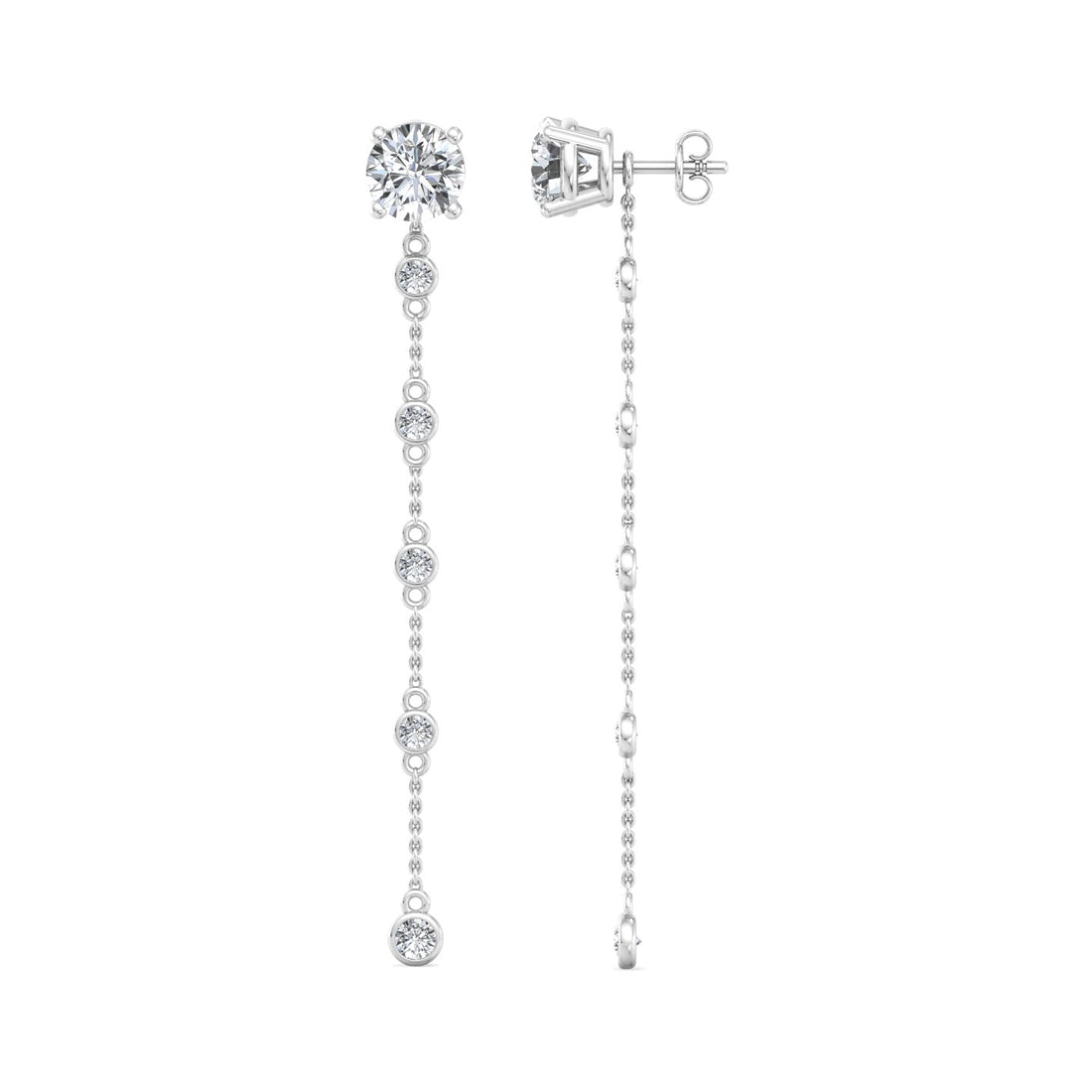 Chain Drop Earrings with Diamonds - Krishnashray