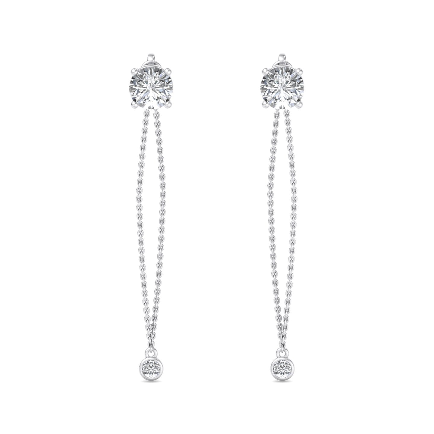 Chain Drop Earrings with Diamonds - Krishnashray