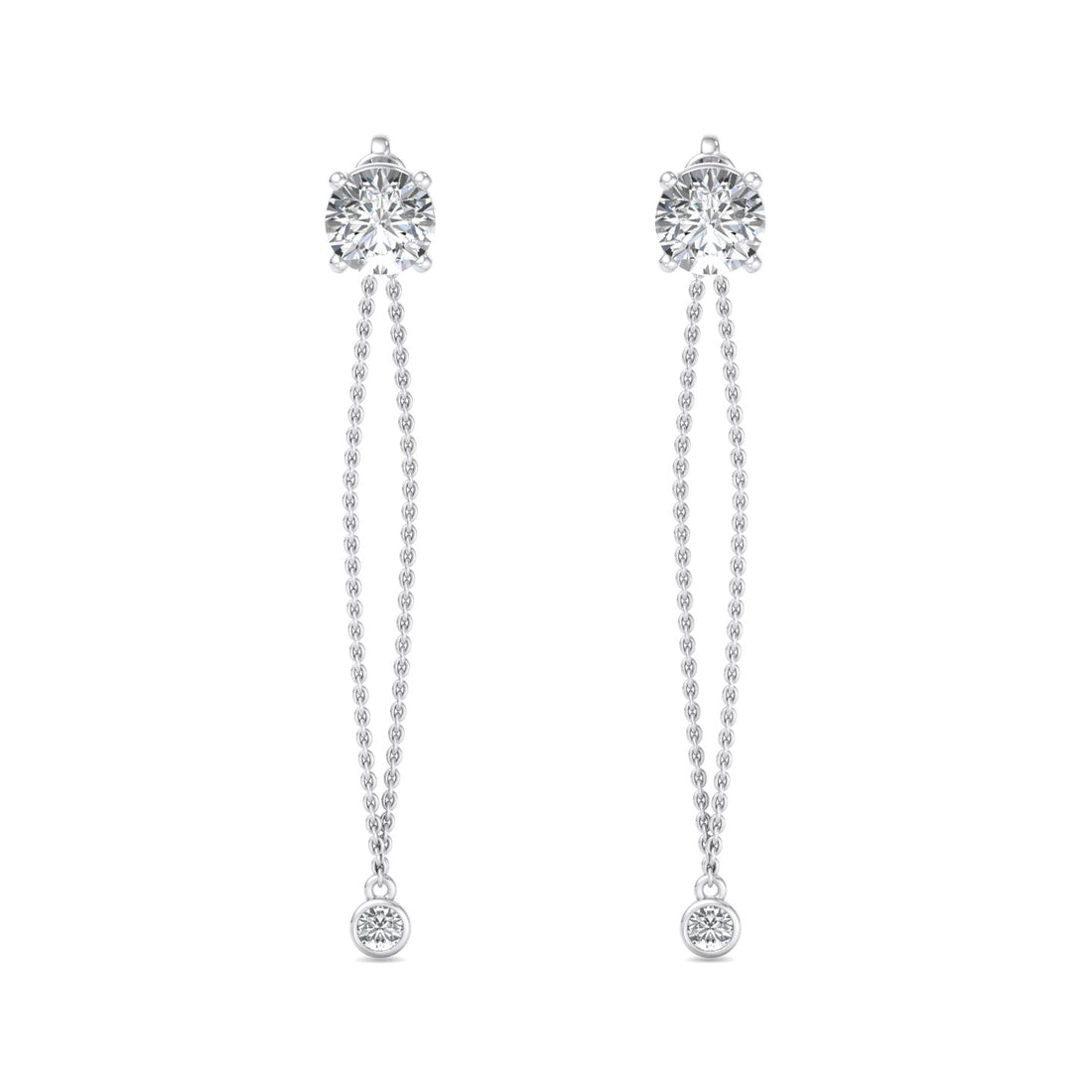 Chain Drop Earrings with Diamonds - Krishnashray