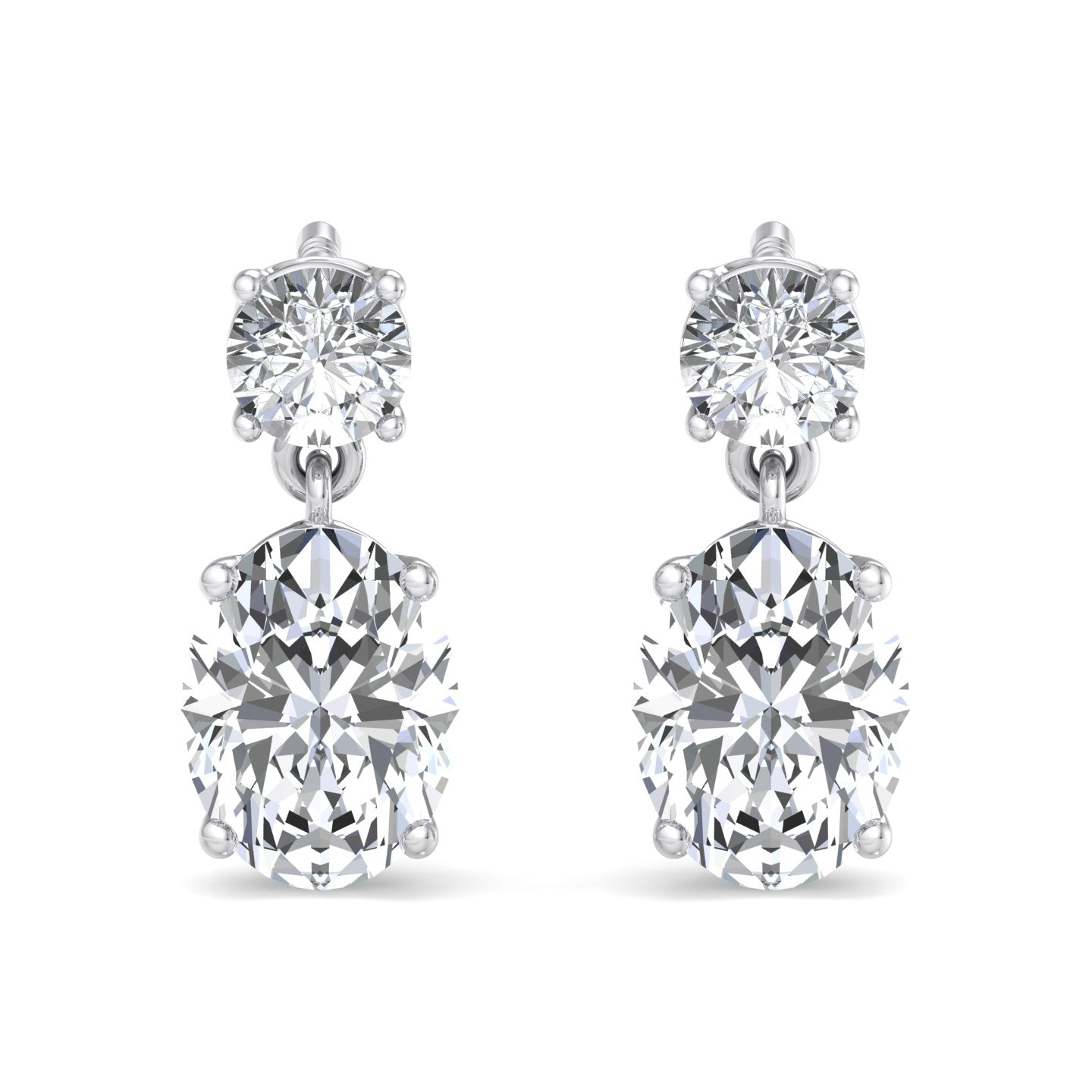 Double Diamond Drop Earrings - Krishnashray
