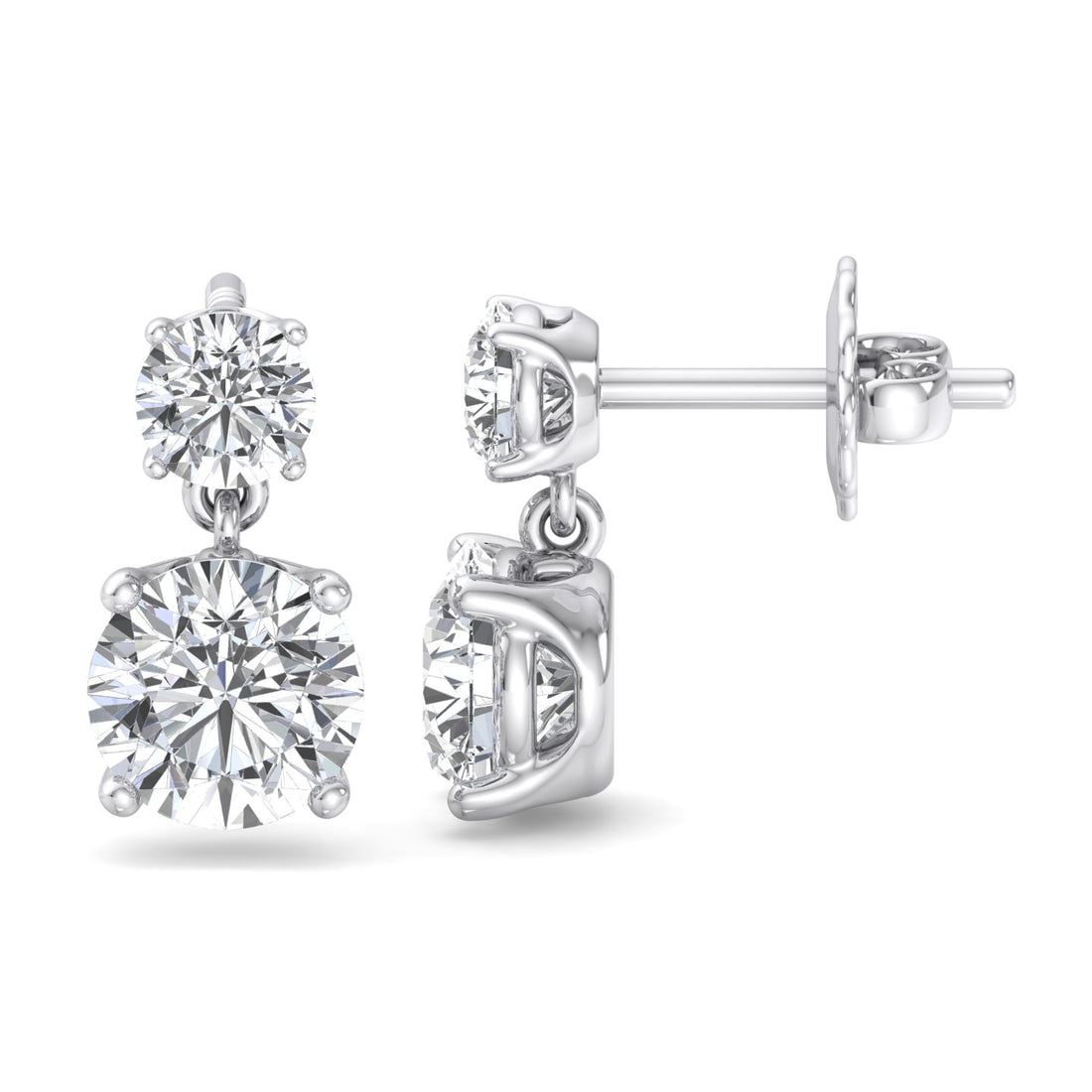 Double Diamond Drop Earrings - Krishnashray