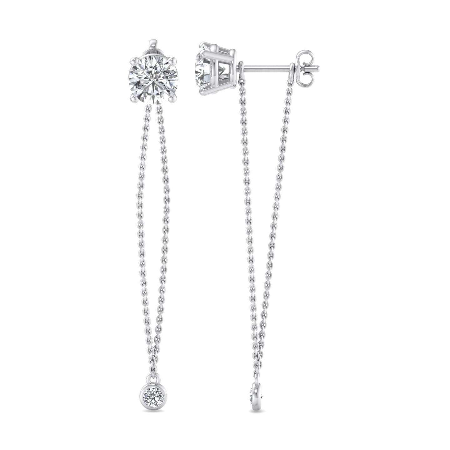Chain Drop Earrings with Diamonds - Krishnashray