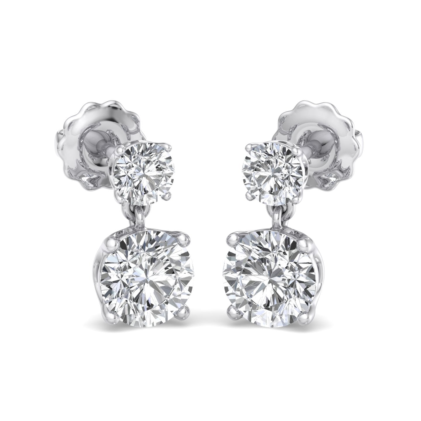 Double Diamond Drop Earrings - Krishnashray