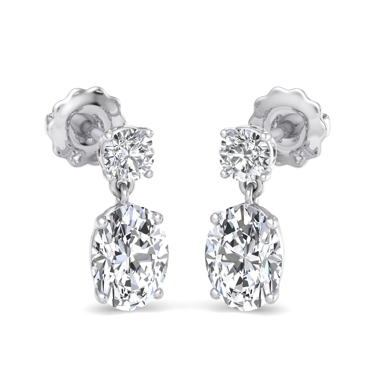 Double Diamond Drop Earrings - Krishnashray