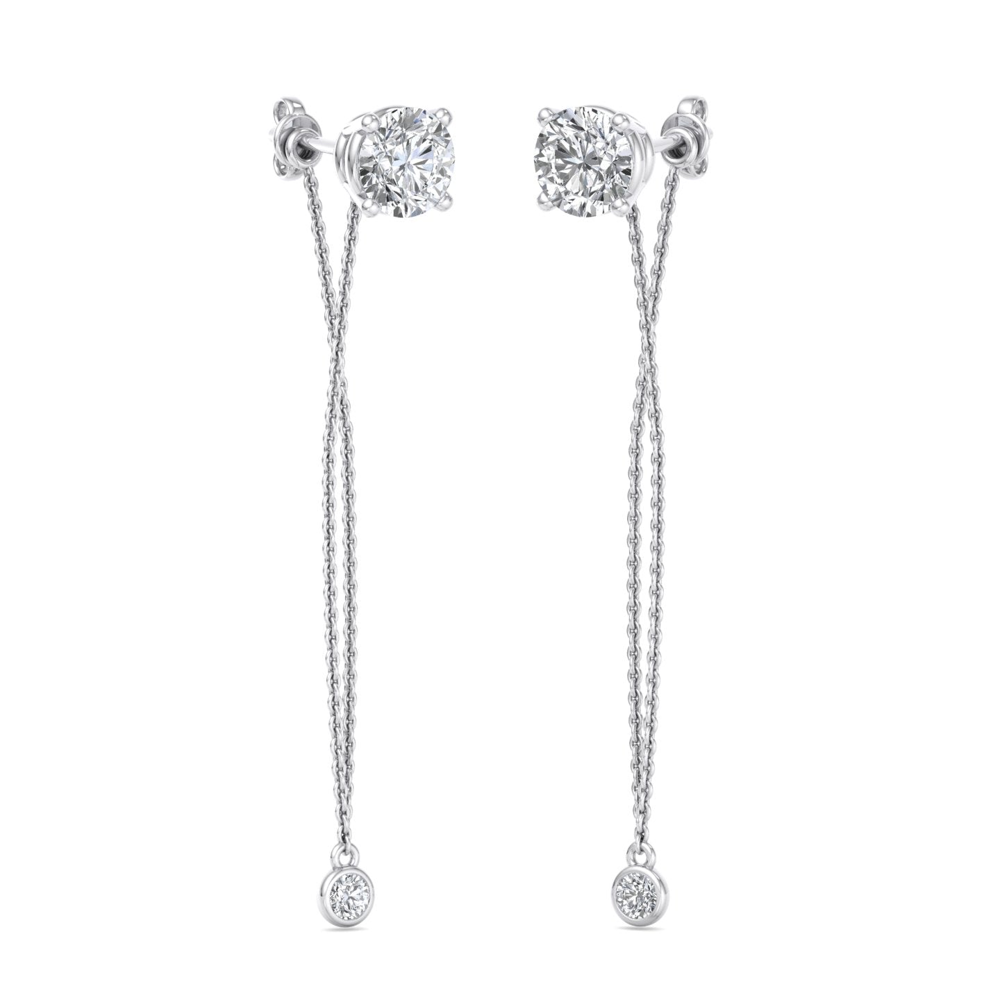 Chain Drop Earrings with Diamonds - Krishnashray