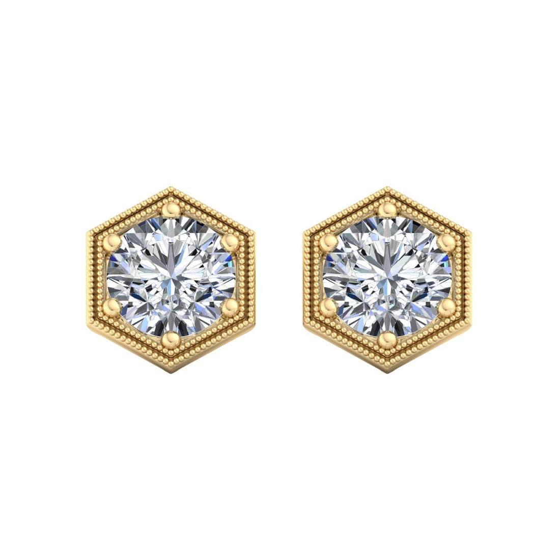 Hexagonal Diamond Stud Earrings - Krishnashray