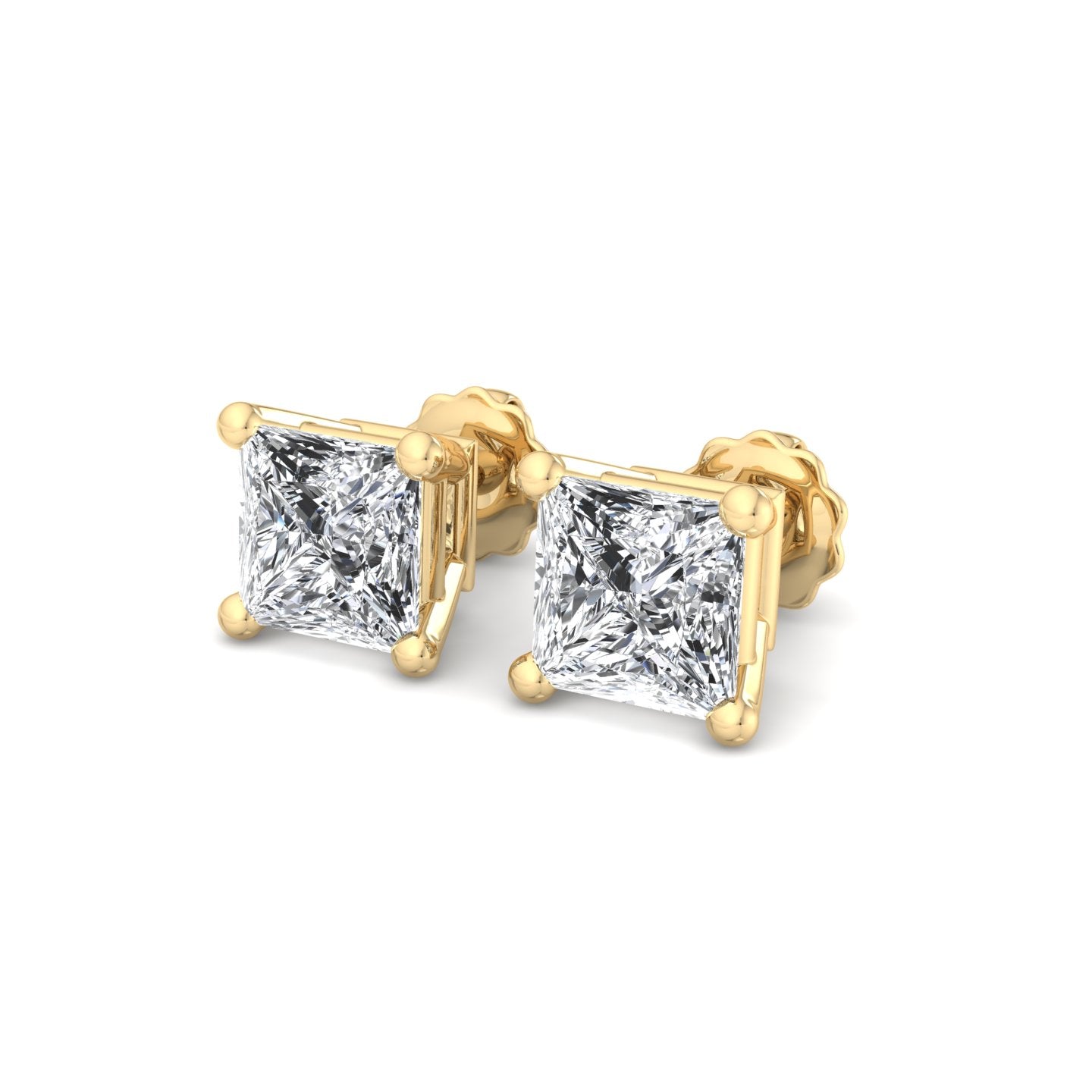 Princess Cut Diamond Stud Earrings - Krishnashray