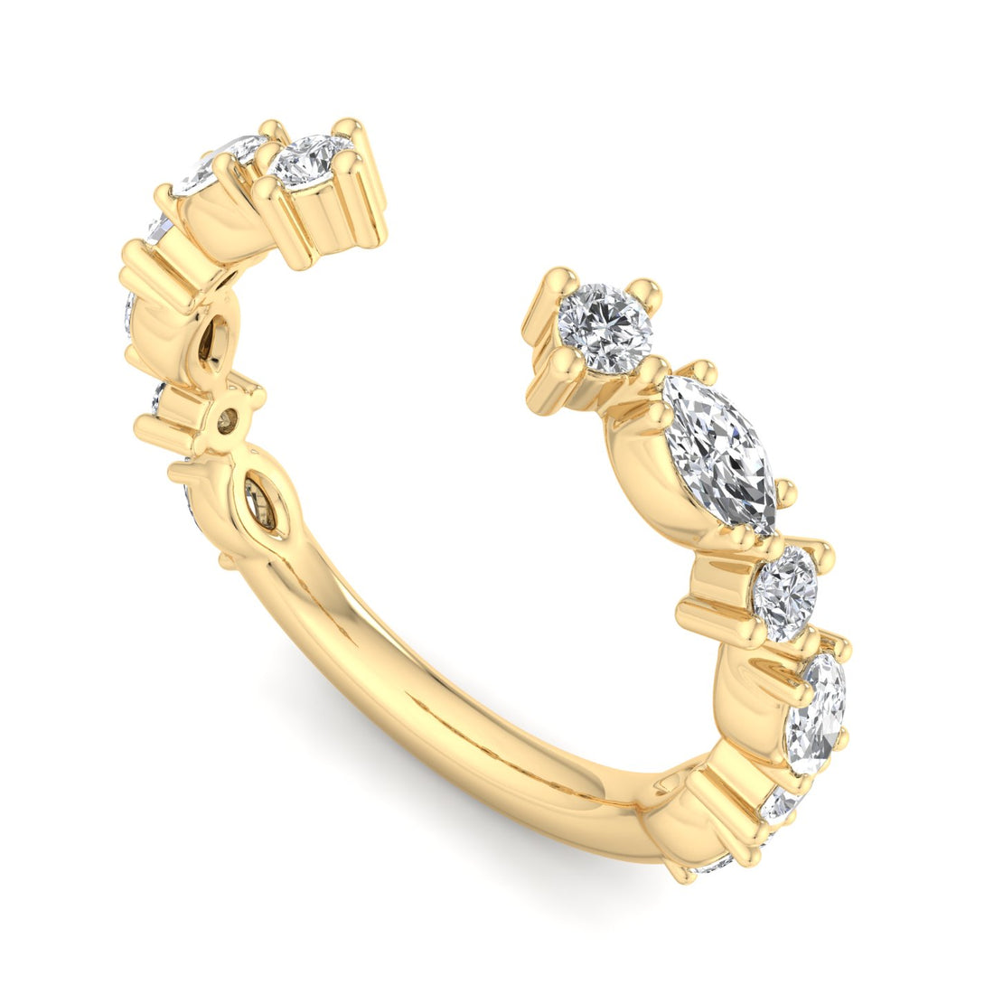 Open Gold Ring with Diamonds - Krishnashray