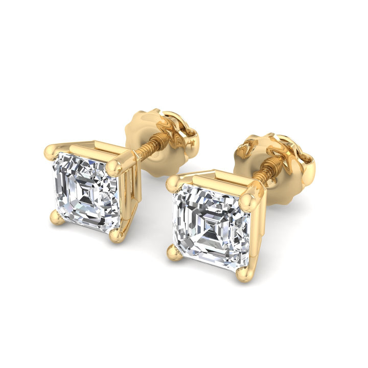 Asscher Cut Stud Earrings - Krishnashray