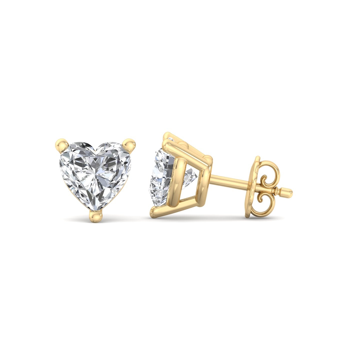 Heart-Shaped Diamond Stud Earrings - Krishnashray