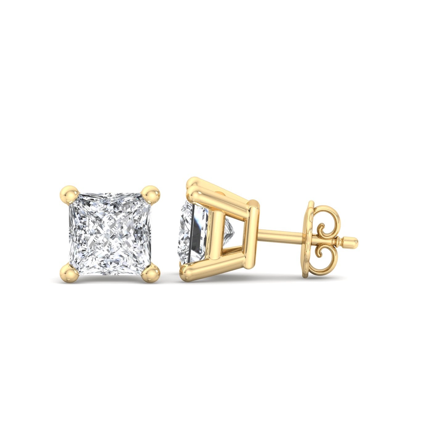 Princess Cut Diamond Stud Earrings - Krishnashray