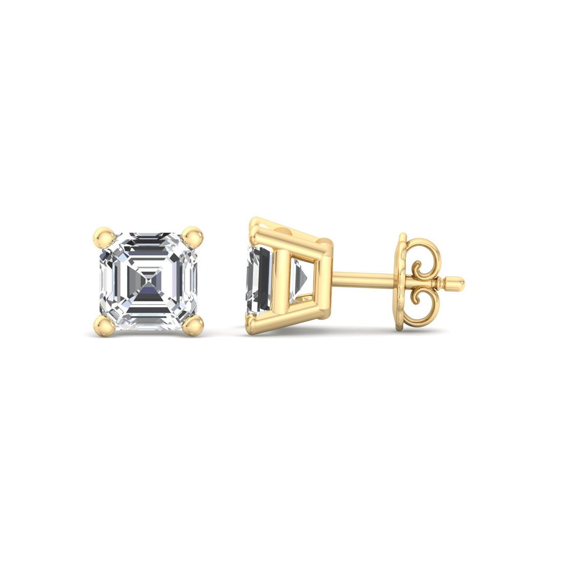 Emerald Cut Diamond Stud Earrings - Krishnashray