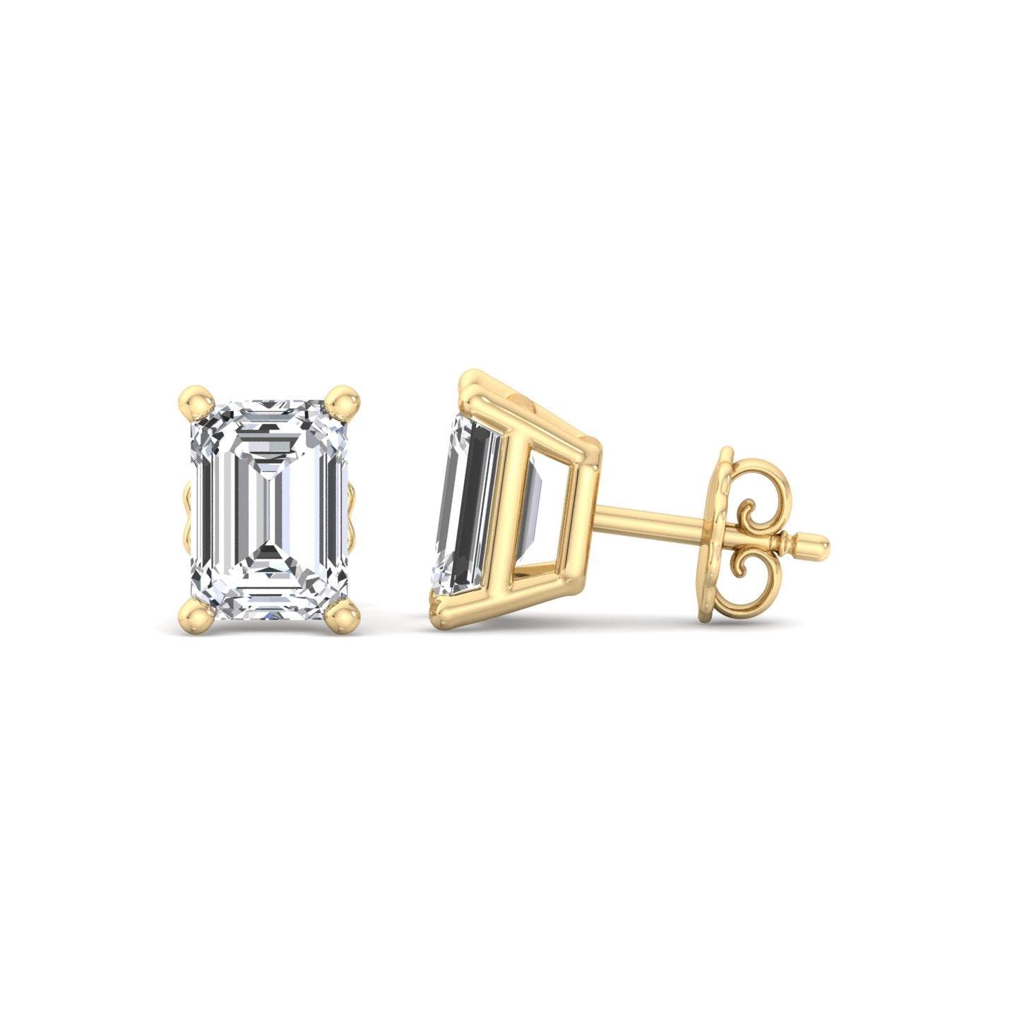 Emerald Cut Diamond Stud Earrings - Krishnashray
