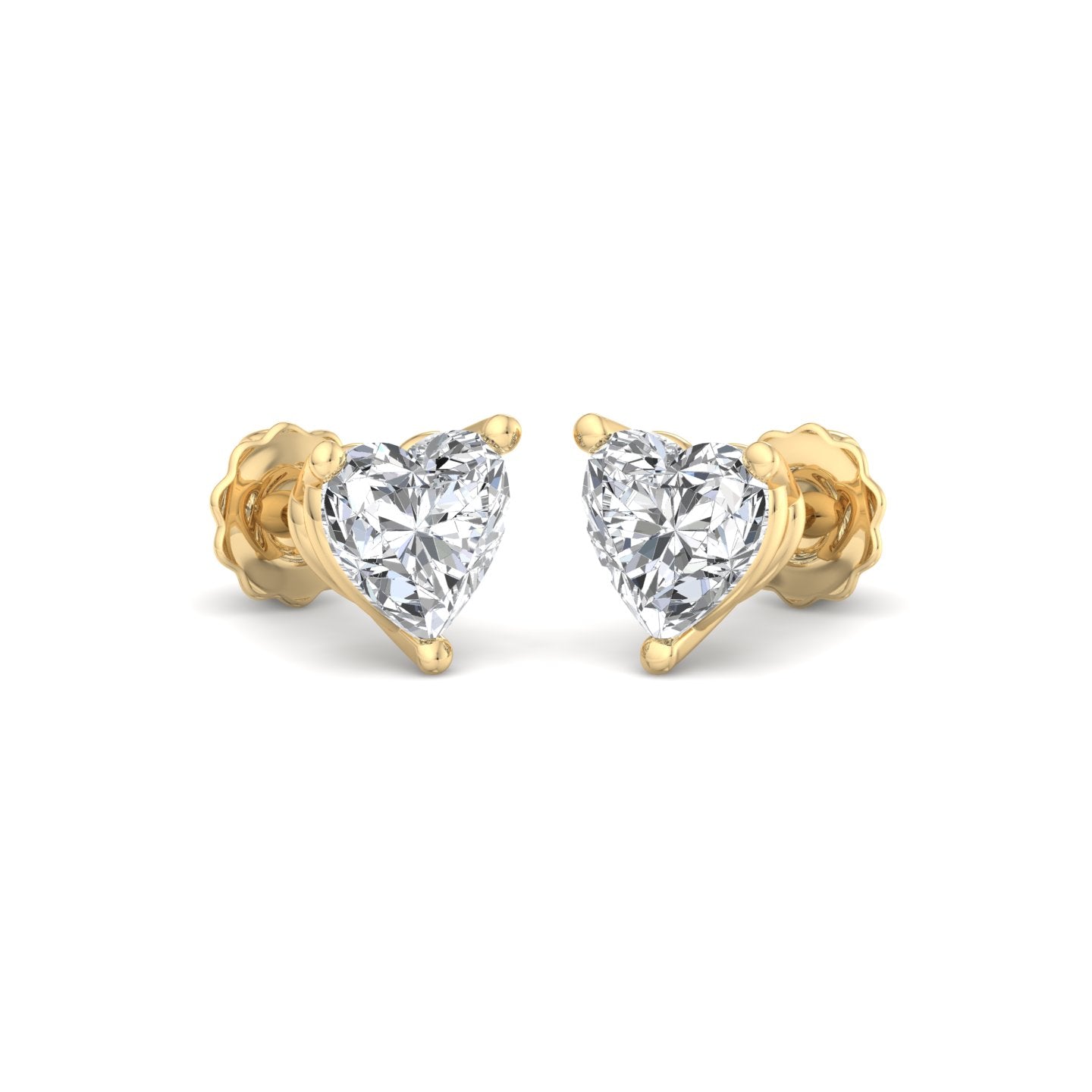 Heart-Shaped Diamond Stud Earrings - Krishnashray
