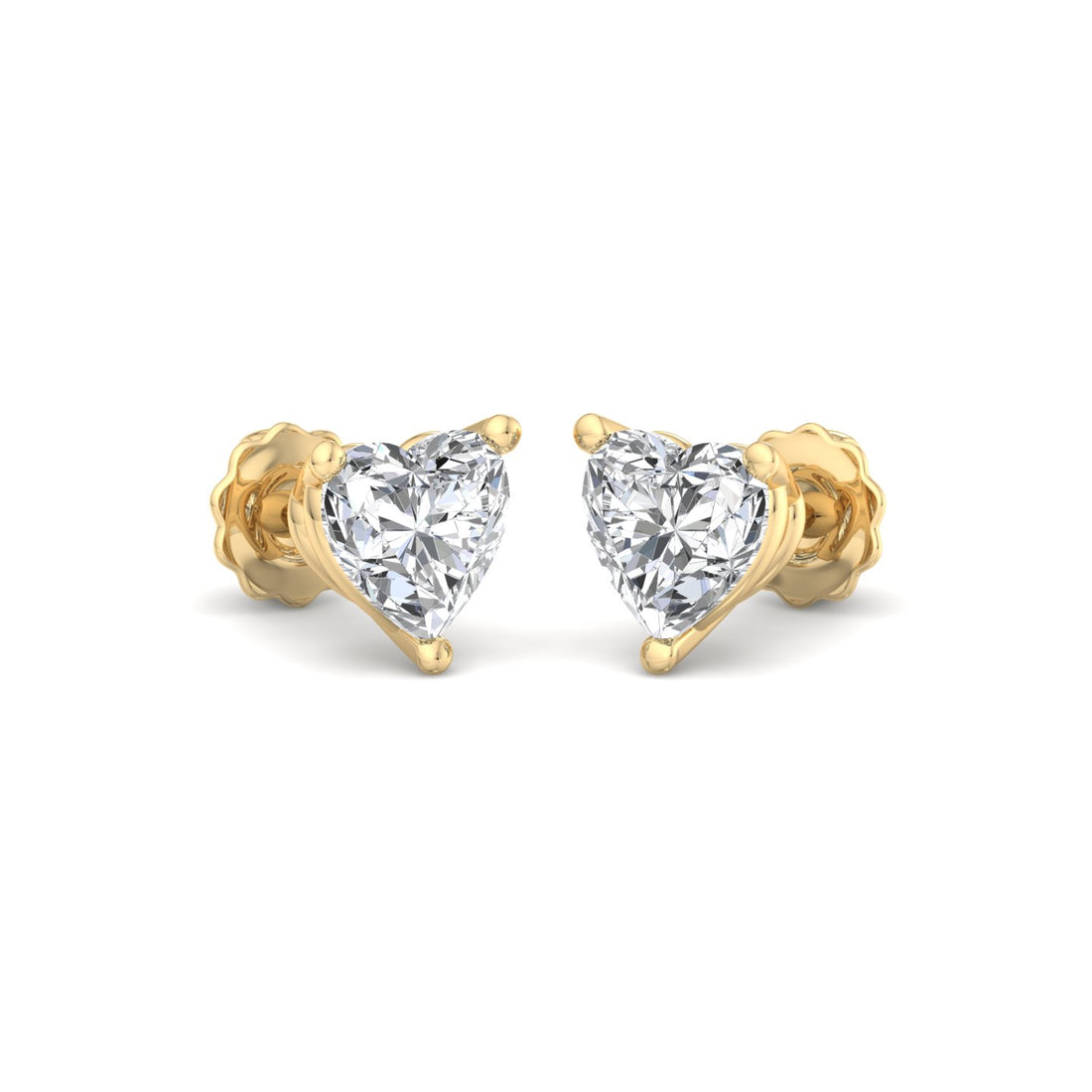 Heart-Shaped Diamond Stud Earrings - Krishnashray