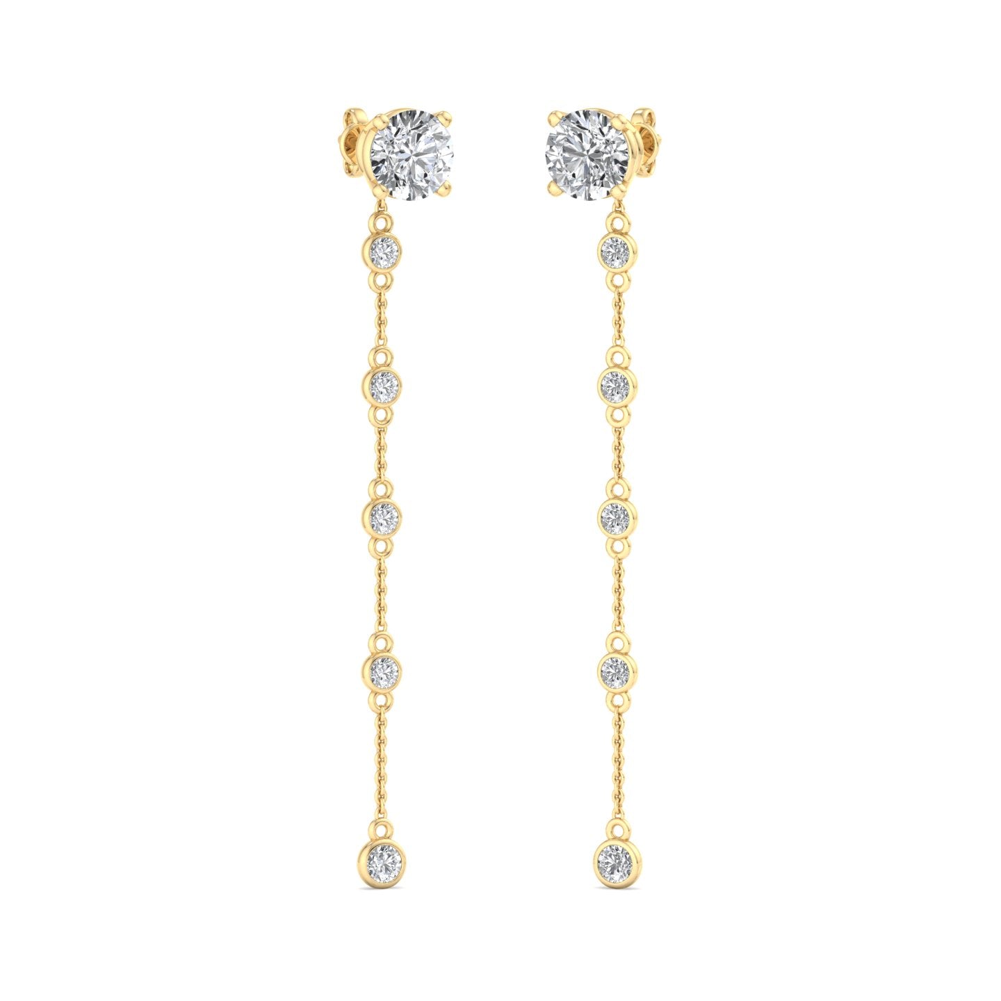 Chain Drop Earrings with Diamonds - Krishnashray