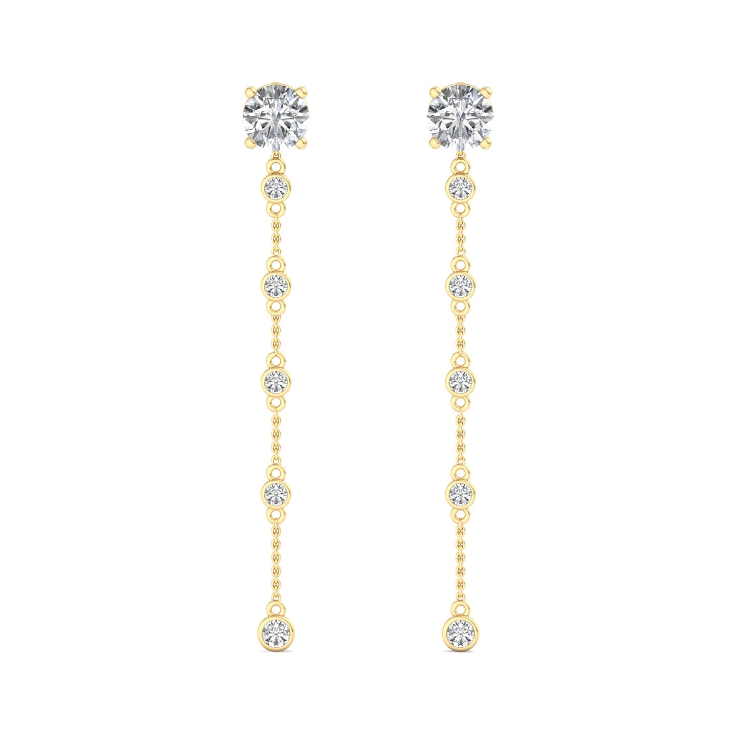 Chain Drop Earrings with Diamonds - Krishnashray