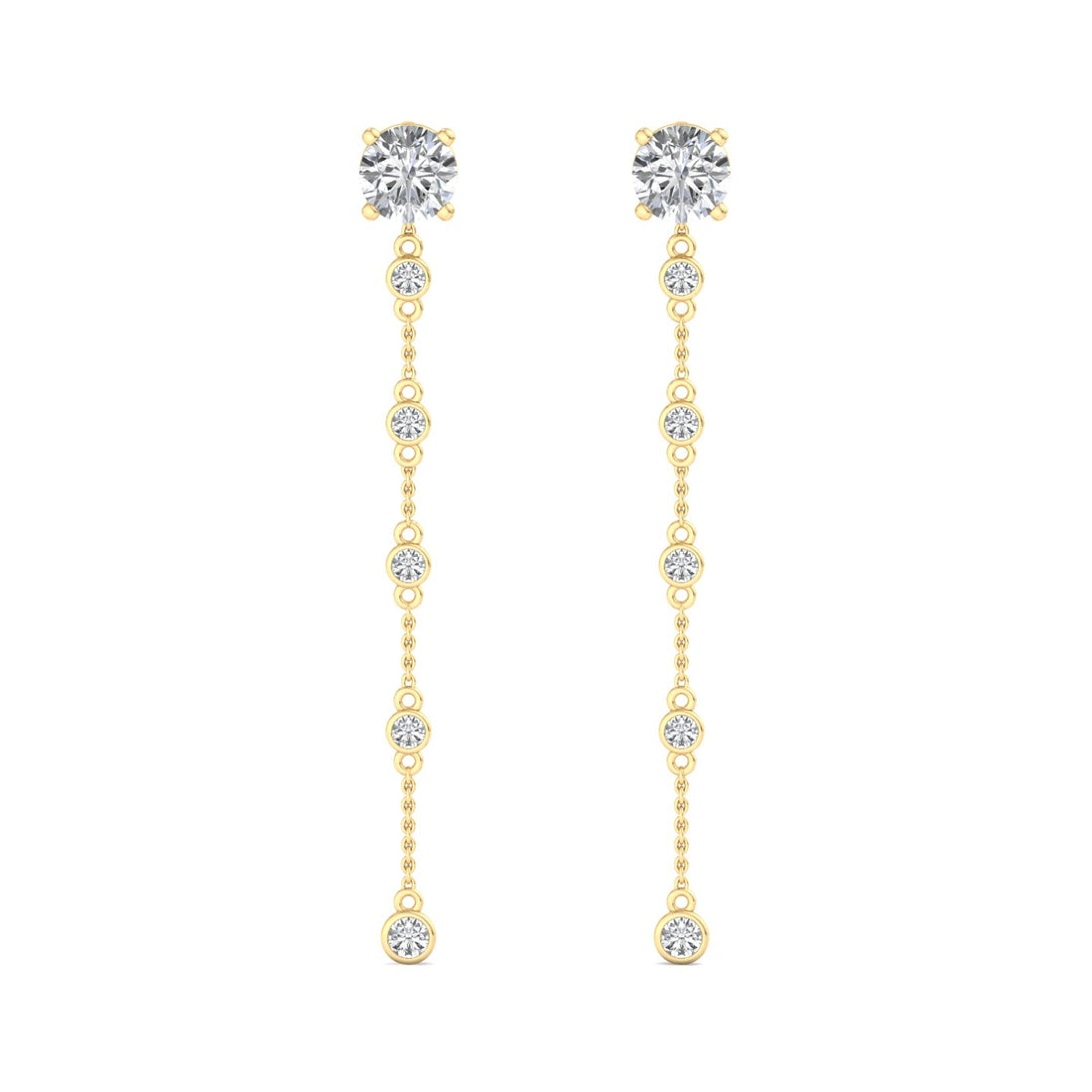 Chain Drop Earrings with Diamonds - Krishnashray